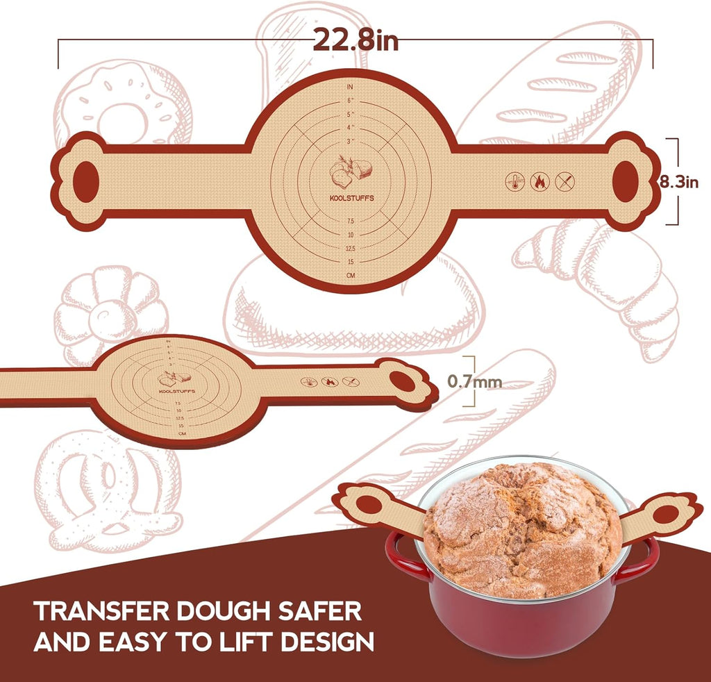 Silicone Sourdough Bread Sling Mat + Loaf Pan Set, Non-Stick, Easy Clean & Release, Round & Rectangular, 2 Pack