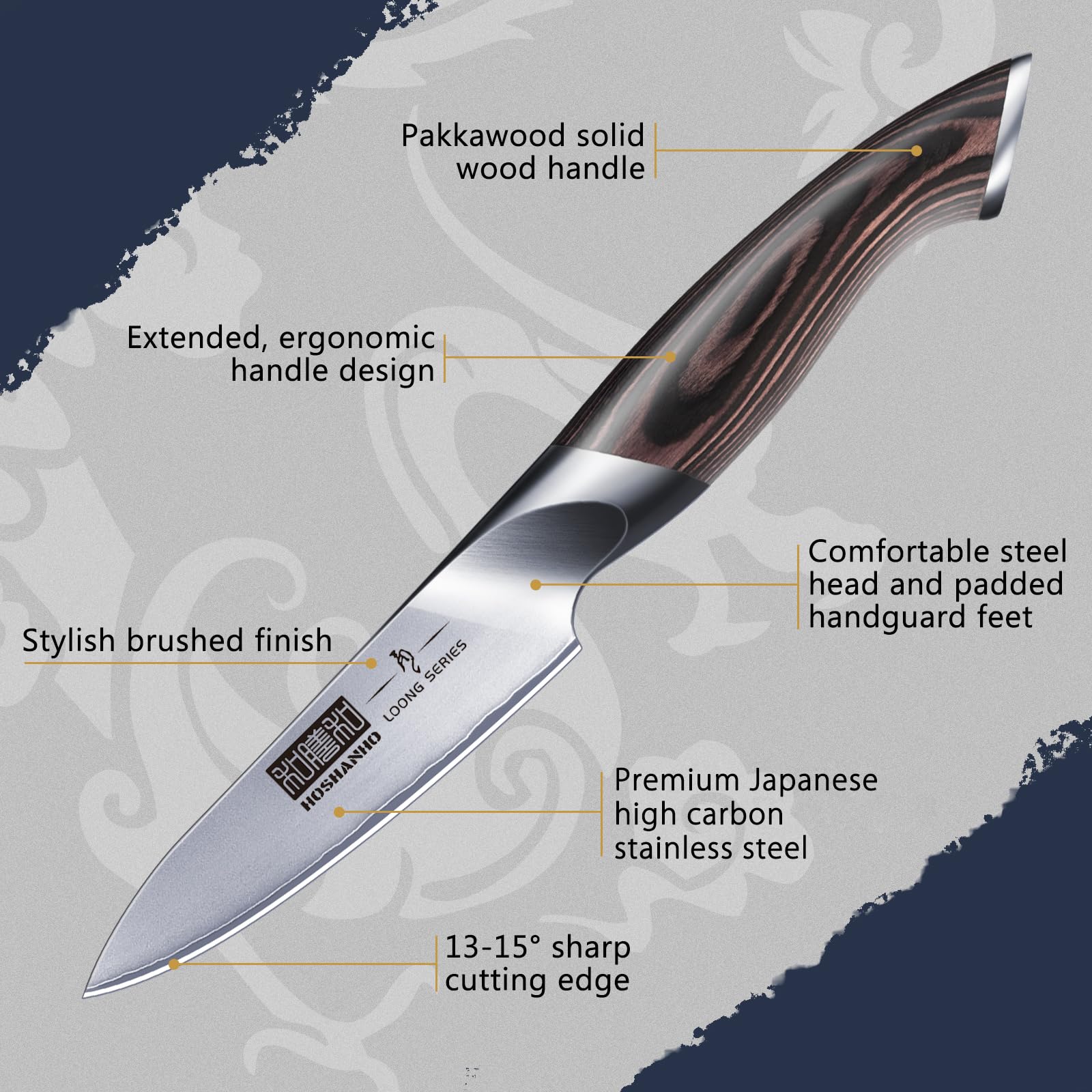 HOSHANHO 3.75 inch Paring Knife, Japanese High Carbon Stainless Steel Small Kitchen Knives, Ultra Sharp Fruit Knife with Ergonomic Pakkawood Handle