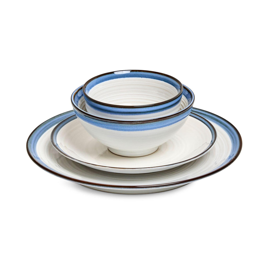 Sango Siterra Painter's Palette 16-Piece Stoneware Dinnerware Set - Service for 4, Ceramic Plates and Bowls Sets, Chip Resistant, Rustic Dishware, Microwave & Dishwasher Safe Kitchen Dishes