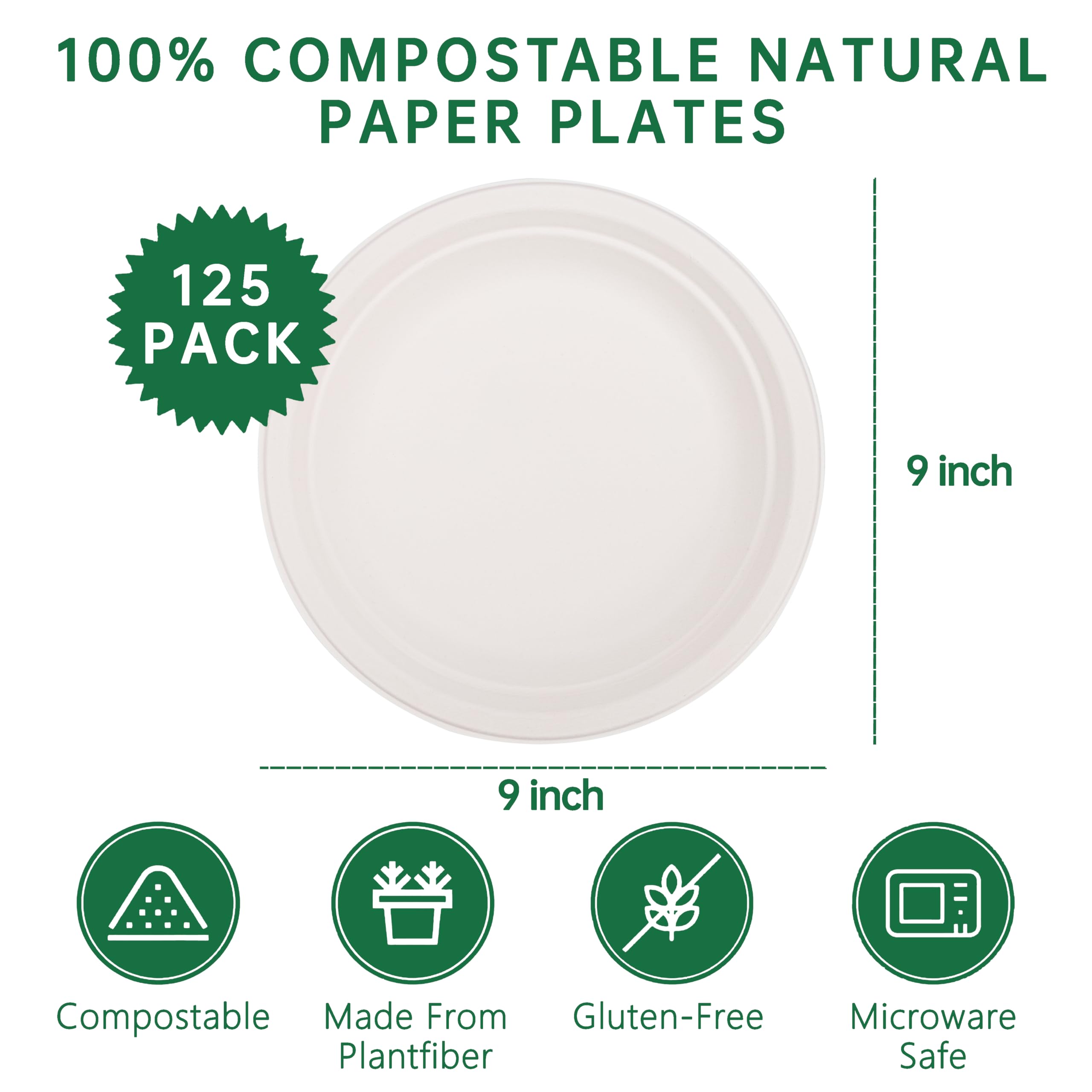 DaYammi 100% Compostable Oval Paper Plates 12 Inch, 60-Pack Heavy Duty Paper Plates Bulk,Biodegradable Bagasse,Eco-Friendly Disposable Dinner Plate for BBQ,Picnic,Party (BPI Certified,Microwaveable)