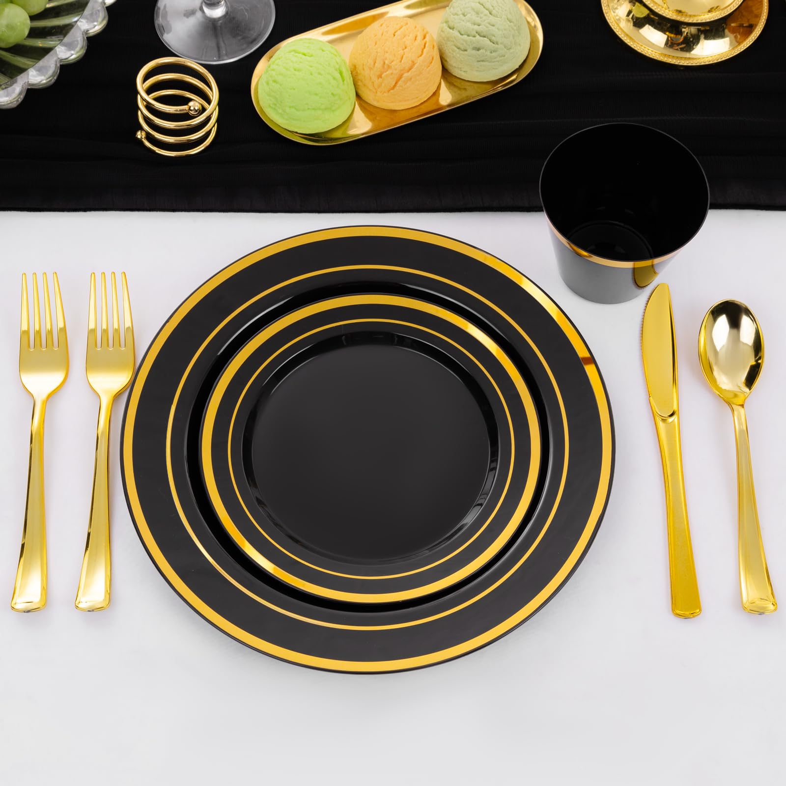 WELLIFE 600 PCS Silver Disposable Dinnerware Set for 100 Guests, Wedding Reception Plates & Silver Plastic Tableware, Dinner & Salad Plates, Cups, Forks, Knives & Spoons for Weddings & Elegant Events
