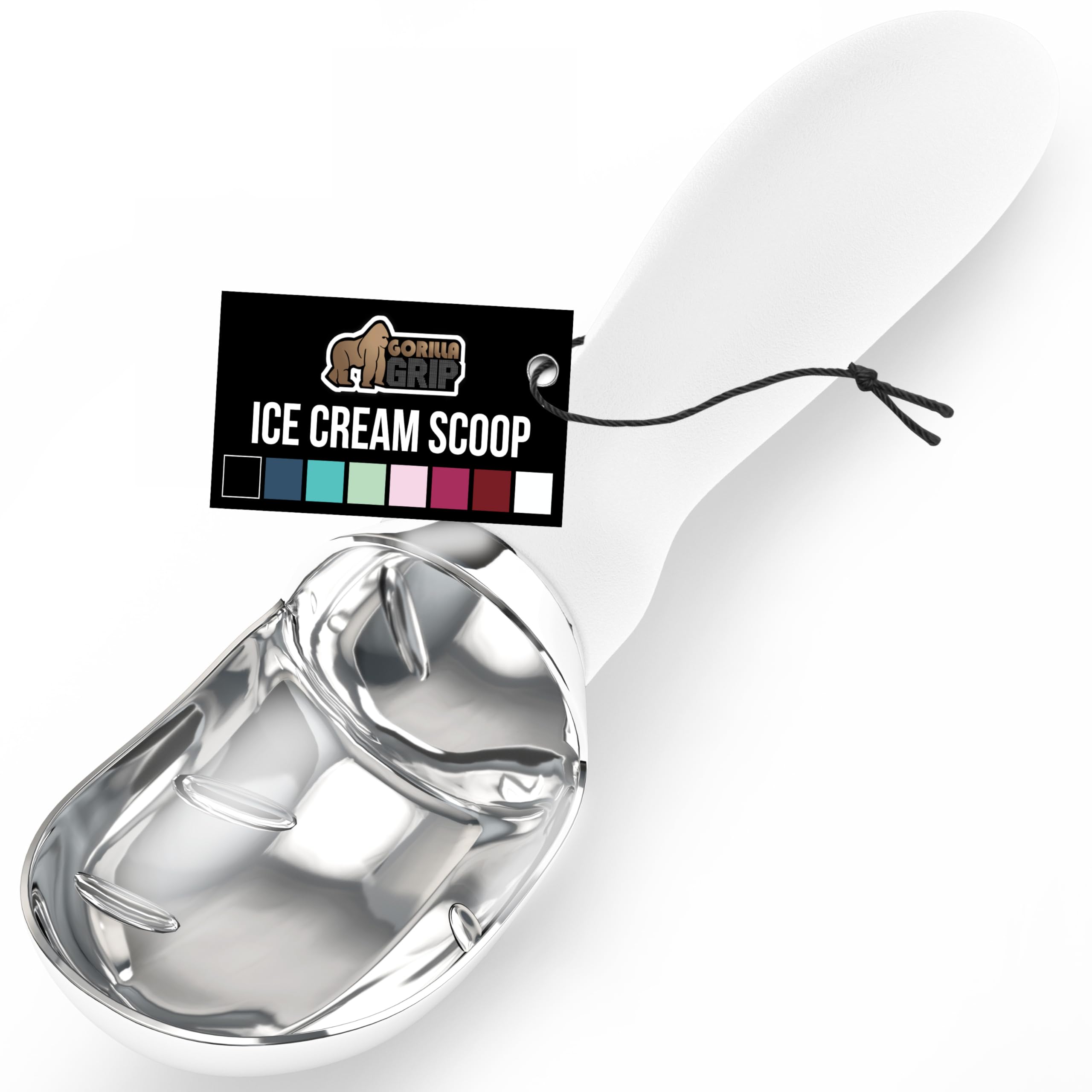 GORILLA GRIP BPA-Free Heavy Duty Ice Cream Scoop, Comfortable Ergonomic Handle, Professional Grade Scooper for Perfect Round Scoops, Spoon Frozen Hard Gelato, Sorbet, Cookie Dough, Kitchen Tool, Black