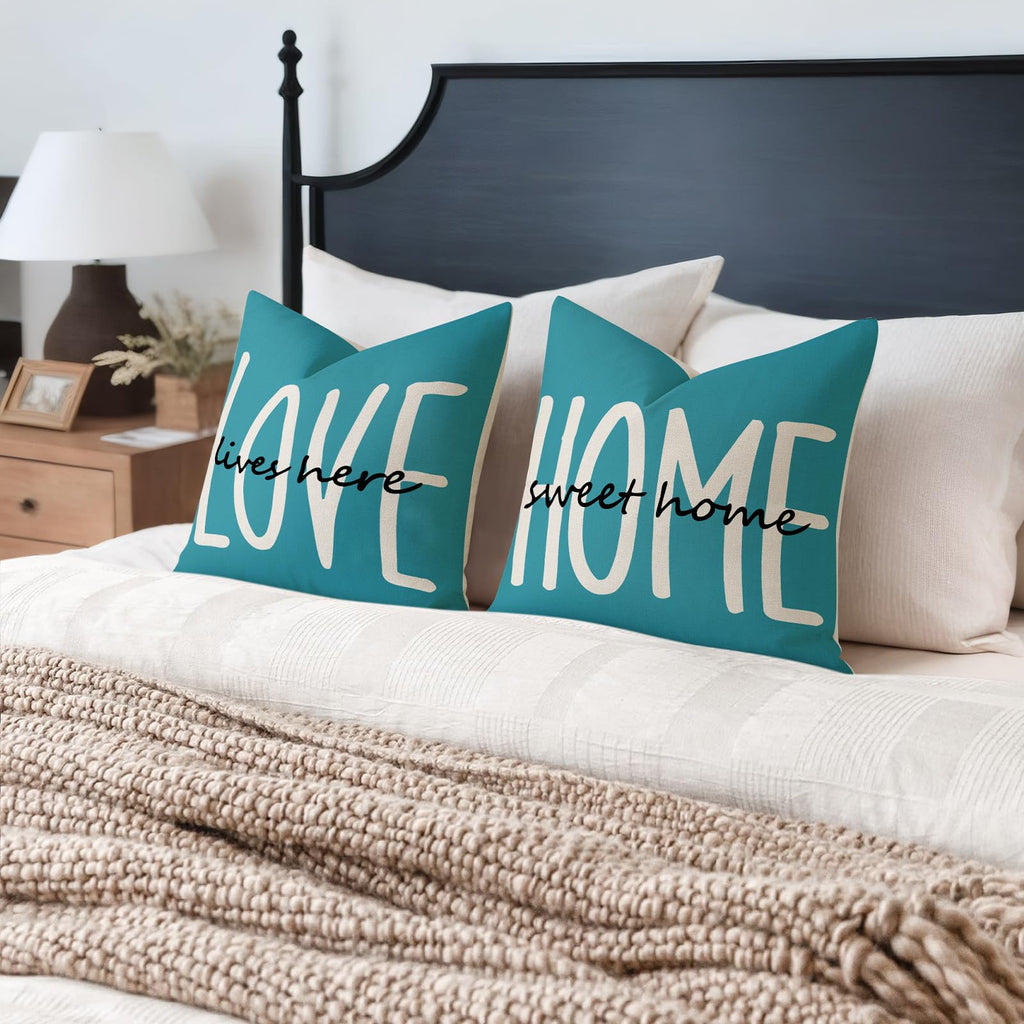YCOLL Farmhouse Pillow Covers 18x18 Set of 4 Throw Pillow Covers Rustic Linen Decorative Pillows Square Cushion Covers for Couch Sofa Bedroom Home Decor