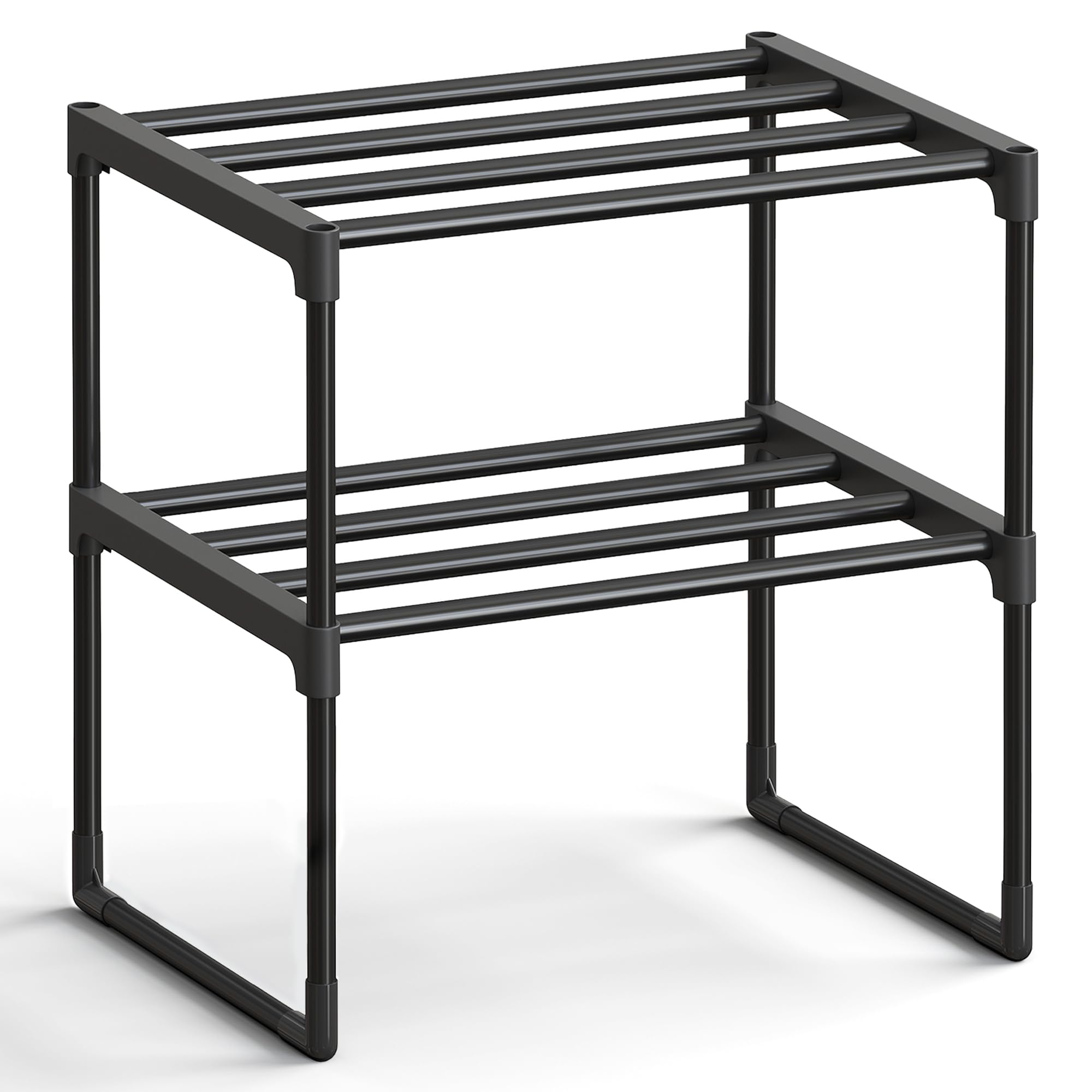 SONGMICS Shoe Rack, 3-Tier Shoe Organizer, Metal Storage Shelf, Upright or Upside Down, for 16-20 Pairs, Stackable, for Entryway, 11.8 x 36.2 x 21.7 Inches, Black ULSA303B02