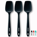 Silicone Spatula Set, High Heat Resistan Rubber Spoon Spatula, Non-Stick Spoonula with Seamless One Piece Design, Flexible Scrapers Baking Mixing Tool,3 Pack, Black