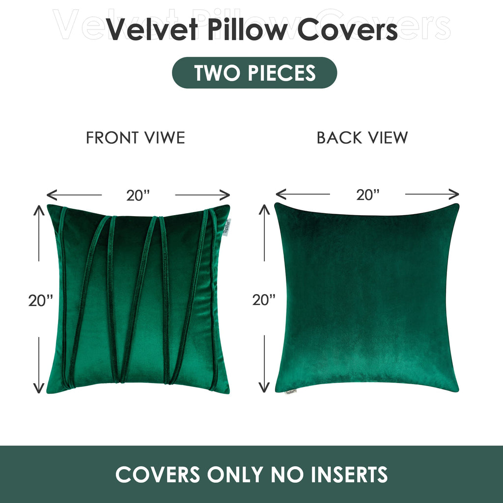 Topfinel Christmas Decorative Throw Pillow Covers 20 X 20 Inch,Soft Solid Velvet Pillow Covers Cushion Case for Sofa Bedroom 50 X 50 Cm (Pack of 2) Emerald Green