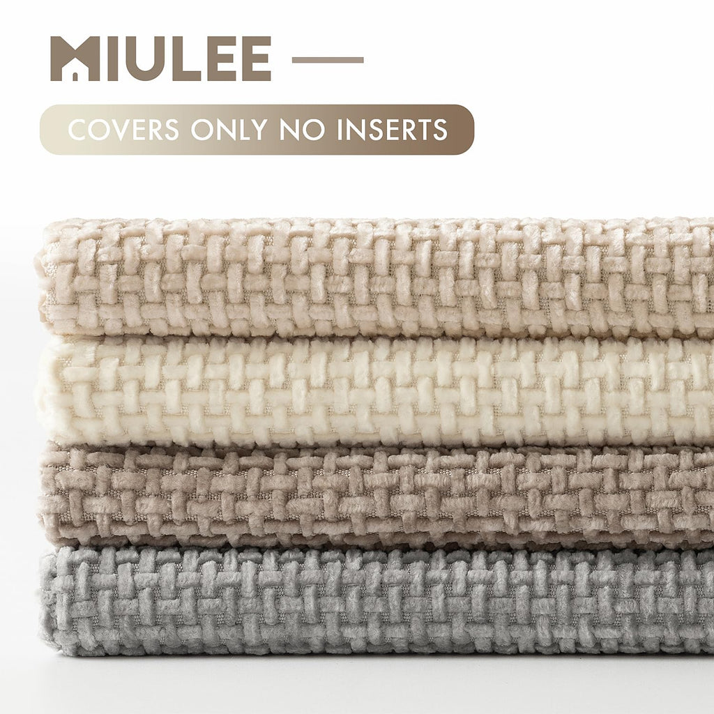MIULEE Pack of 4 Couch Throw Pillow Covers 18x18 Inch Neutral Blue Soft Decorative Chenille Pillow Covers Farmhouse Accent Cushion Covers for Boho Western Spring Coastal Decor Sofa Bed Living Room