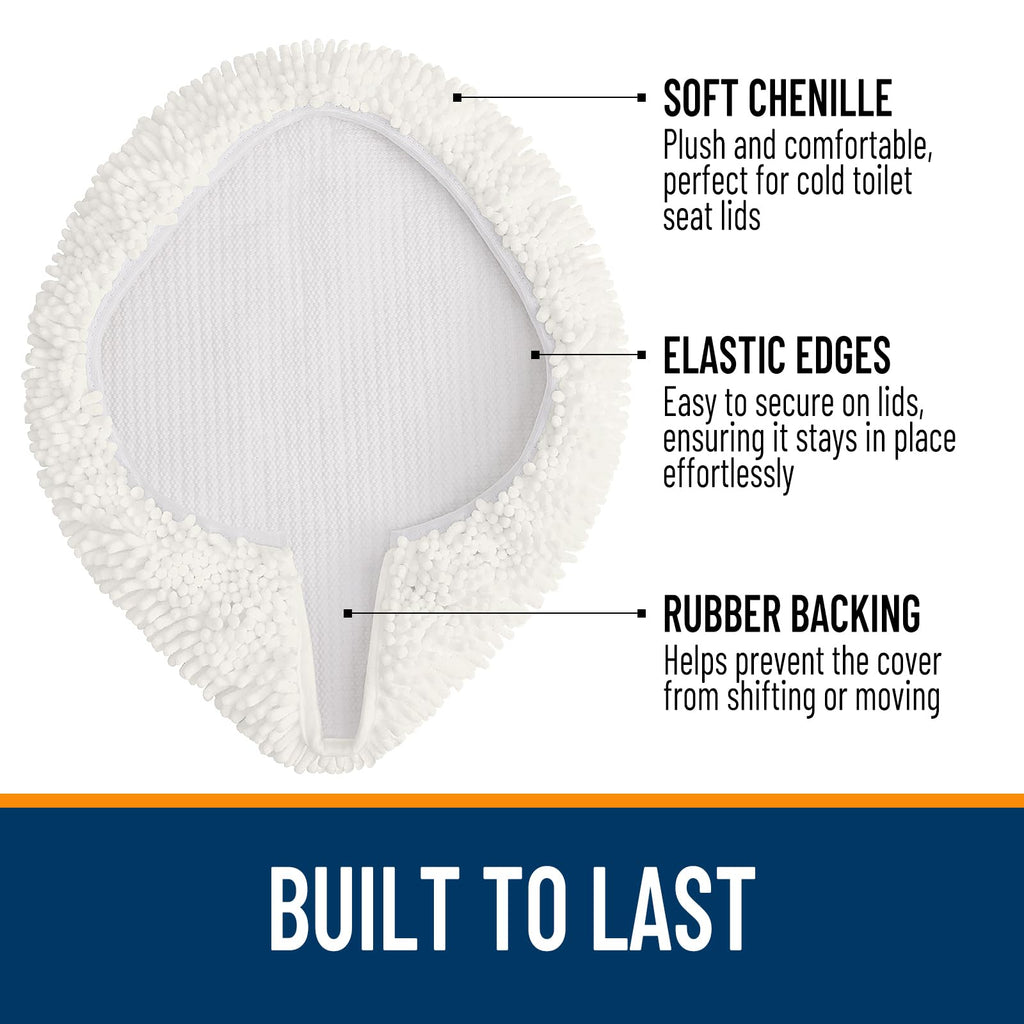 OLANLY Soft Chenille Bathroom Toilet Lid Cover, Machine Washable Seat Covers, 17.5x15, Stays in Place Rubber Backing, Fits Most Round, Elongated and Oblong Lids, Accessories Decor, Gray