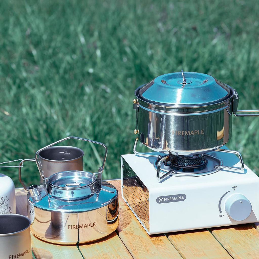 Fire-Maple Antarcti Portable 1.2 Liter Lightweight Stainless Steel Camping Kettle | Durable and Portable Camp Tea Pot | Ideal for Bushcraft and Outdoor Campfire Use