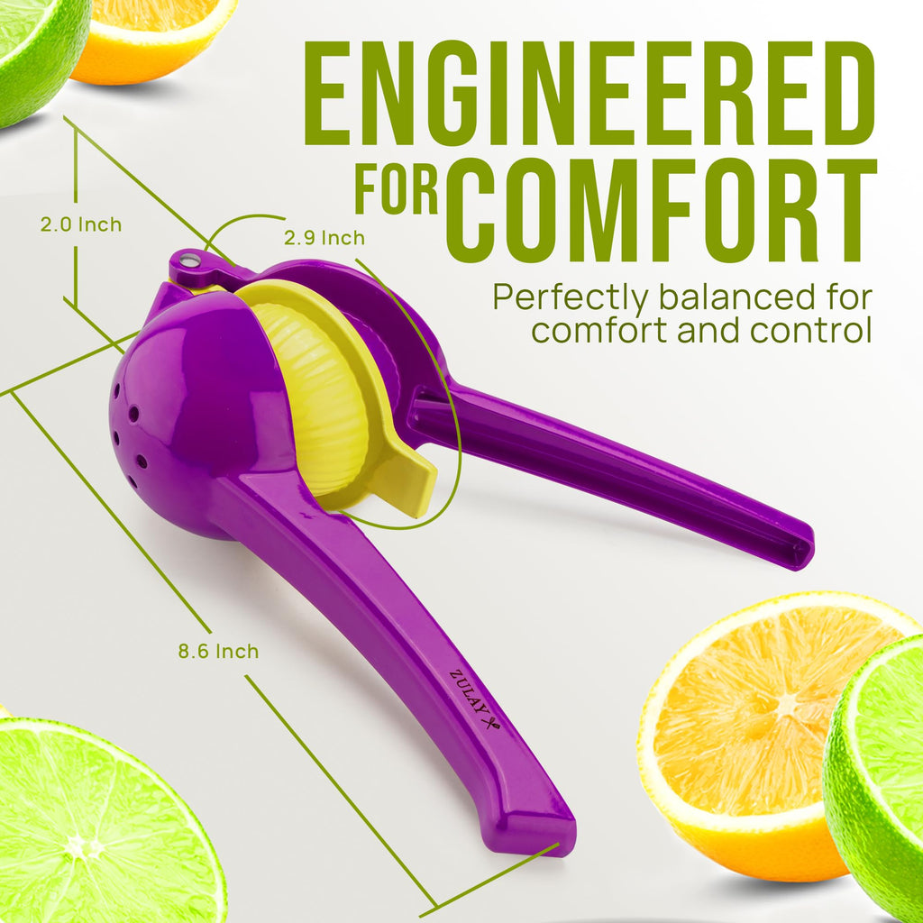 Zulay Kitchen Metal 2-in-1 Lemon Squeezer - Sturdy Max Extraction Hand Juicer Lemon Squeezer Gets Every Last Drop - Easy to Clean Manual Citrus Juicer - Easy-Use Lemon Juicer Squeezer - Yellow/Green