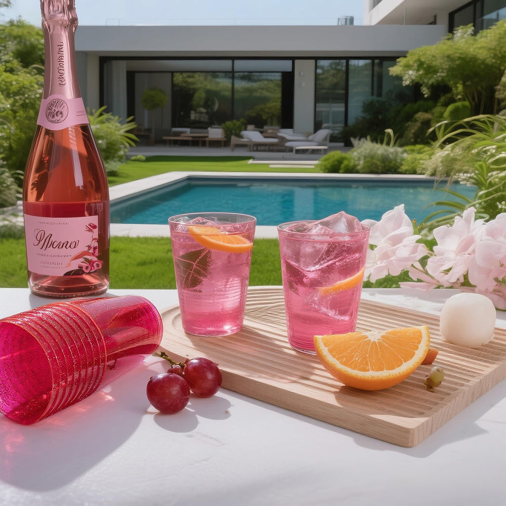 DaYammi 100 Pack 10oz Pink Plastic Cups for Party Premium Glitter Disposable Plastic Cup for Martini and Cocktail, Hard Pink Disposable Cups for Wedding,pink cups for Mother's Day Party