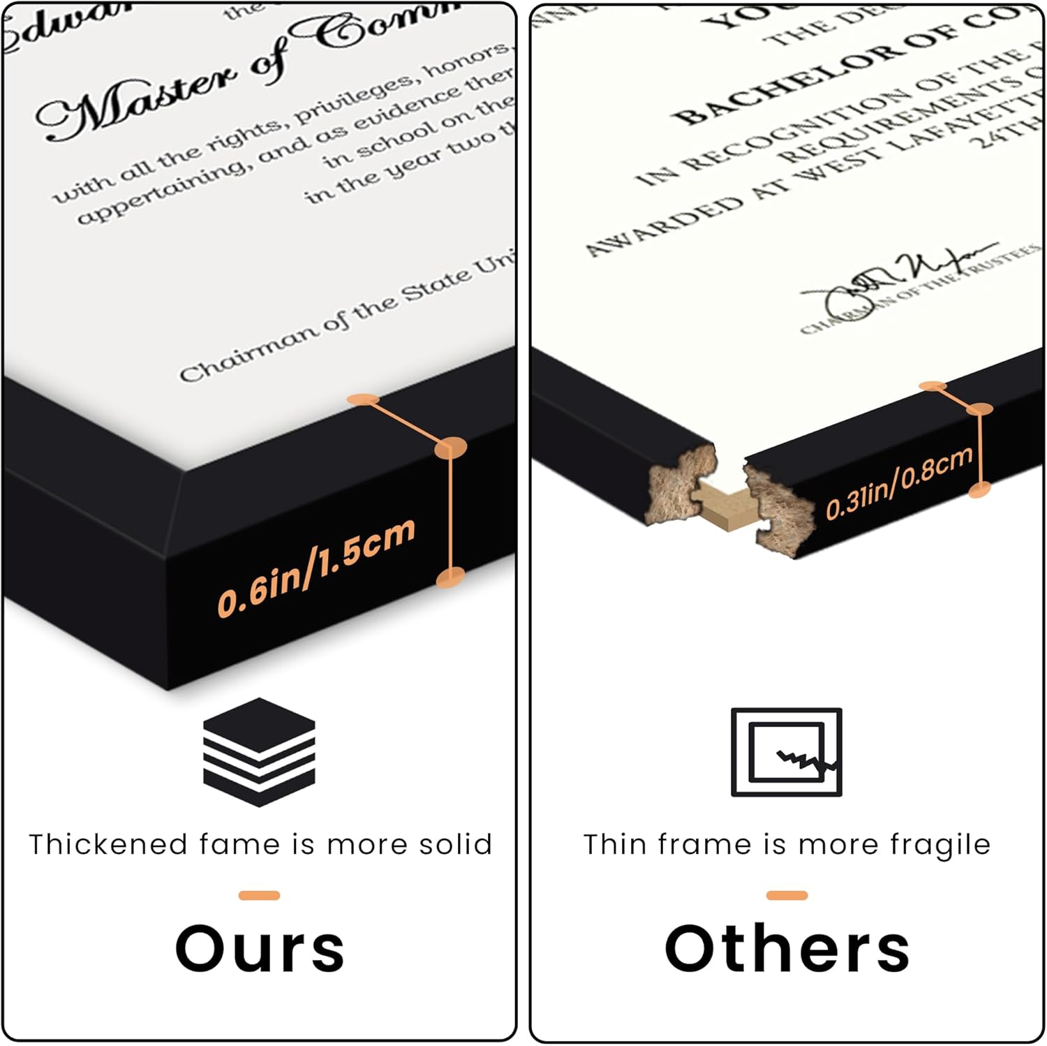 upsimples Certificate Frame with Clear Plexiglass, 8.5 by 11 Picture Diploma Document Degree Frames for Wall and Tabletop, Black, 1 Pack