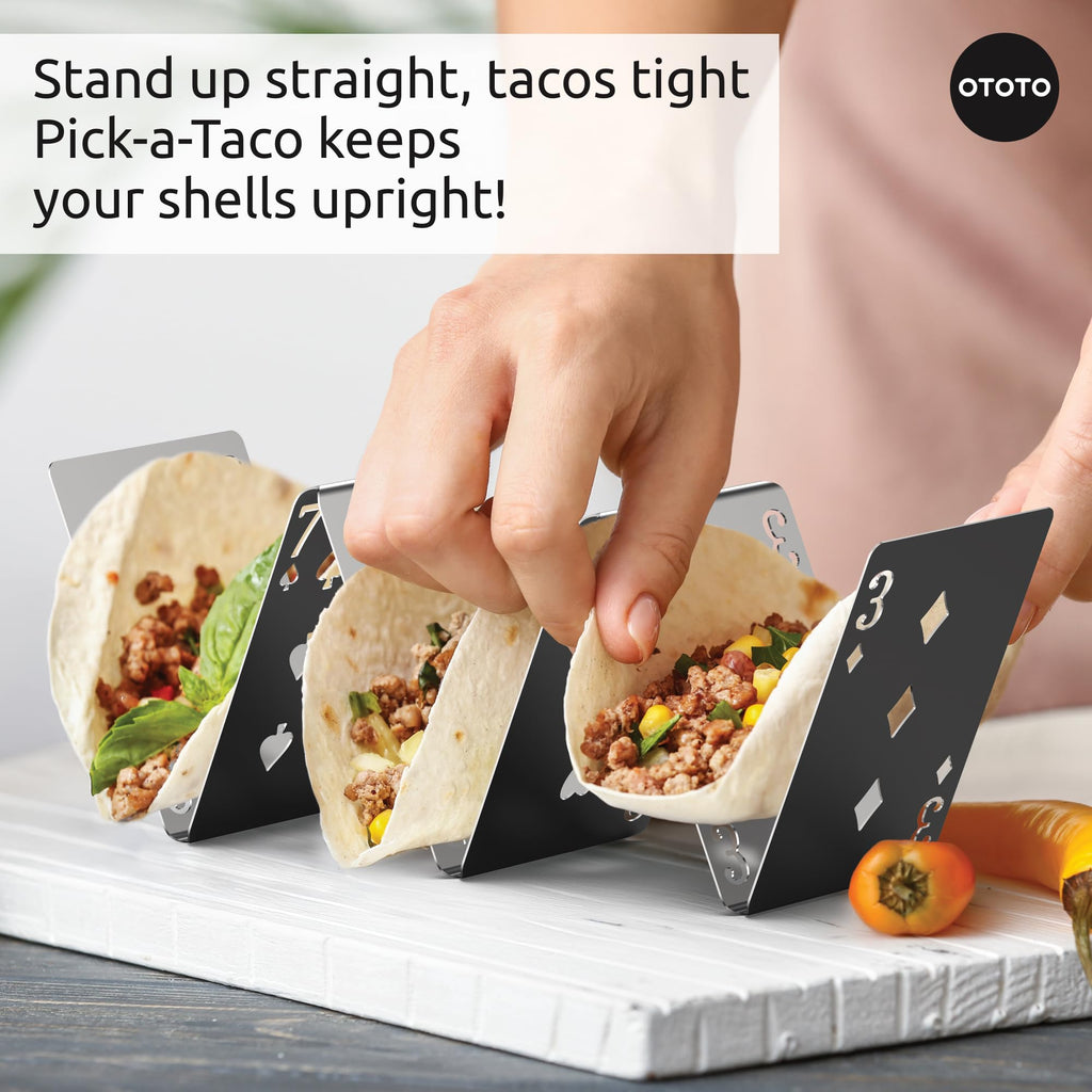 NEW - OTOTO Catos Taco Holder Set of 3 - Taco Shell Holder, Taco Stand, Taco Tray, Cute Kitchen Accessories, Weird Gifts, Cooking Gifts, Funny Gifts, Taco Stands for 3 Tacos, Fun Kitchen Gadgets
