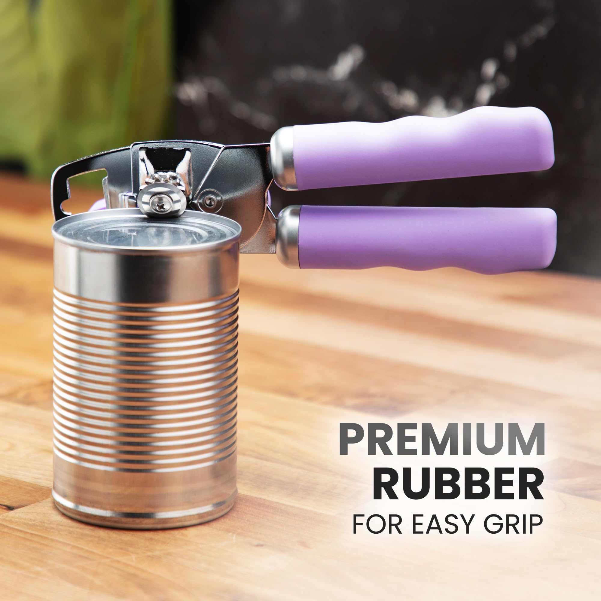 Zulay Kitchen COMFY™ Can Opener Manual with Bottle Opener - Rust Proof Stainless Steel Manual Can Opener With Turn Knob & Comfy Soft Grip Handles - Black