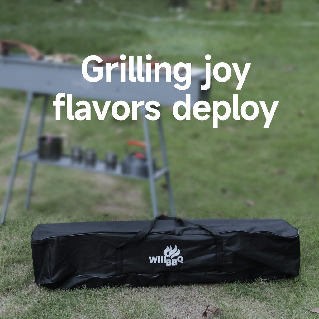 WILLBBQ Grill Storage Bag, BBQ Tool Storage Bag, Foldable Grill Bag for Car Trip Outdoor Camping and Hiking BBQ (Black)