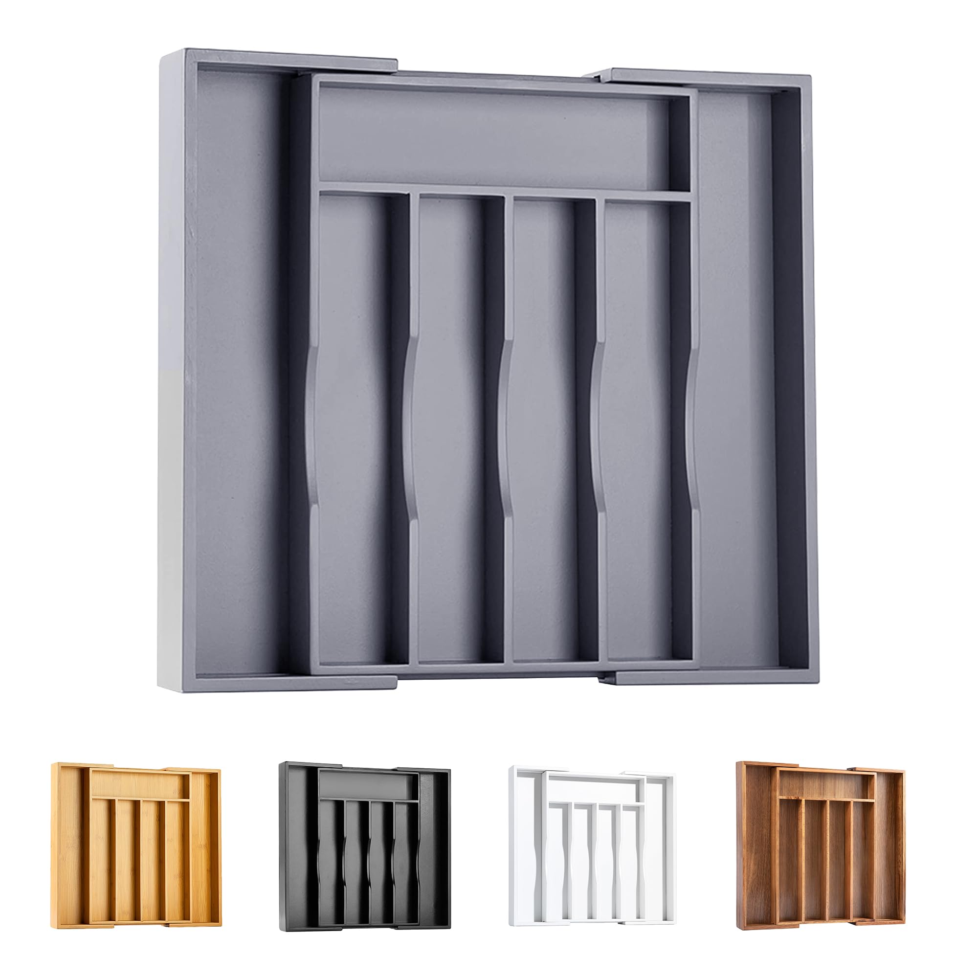 Bellsal Silverware Organizer Kitchen Drawer Organizer Expandable Bamboo Utensil Holder Cutlery Tray for Kitchen Utensil and Flatware Bedroom Office