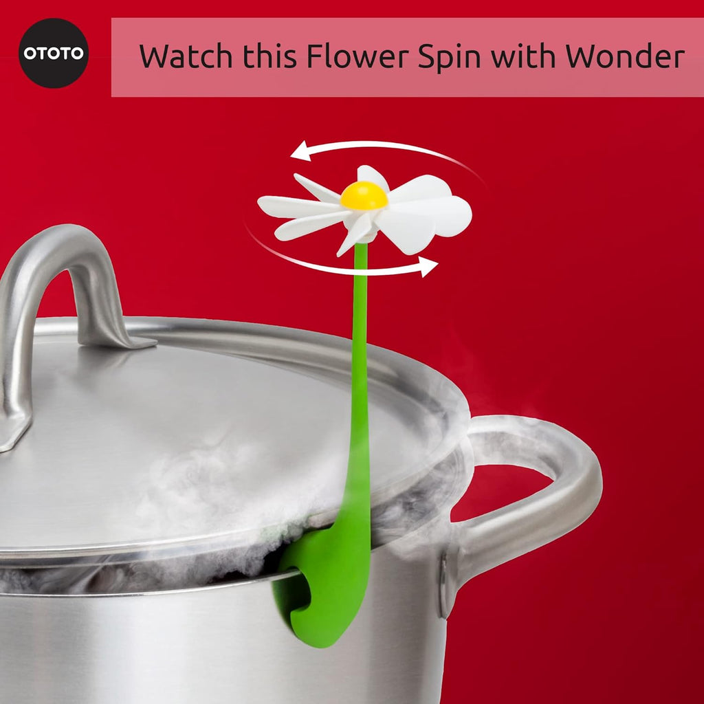 OTOTO New Flower Power Steam Releaser - Fun Kitchen Gadgets - Spinning Flower Lid Holder On Pot & Lid Lifter - Cool Kitchen Gadgets - Cute Gifts for Women, Kitchen Accessories Gadgets