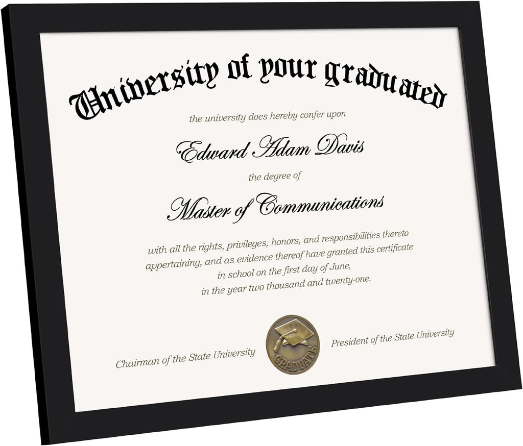 upsimples Certificate Frame with High Definition Glass, 8.5 by 11 Picture Diploma Document Frames for Wall and Tabletop, Black 5 Pack