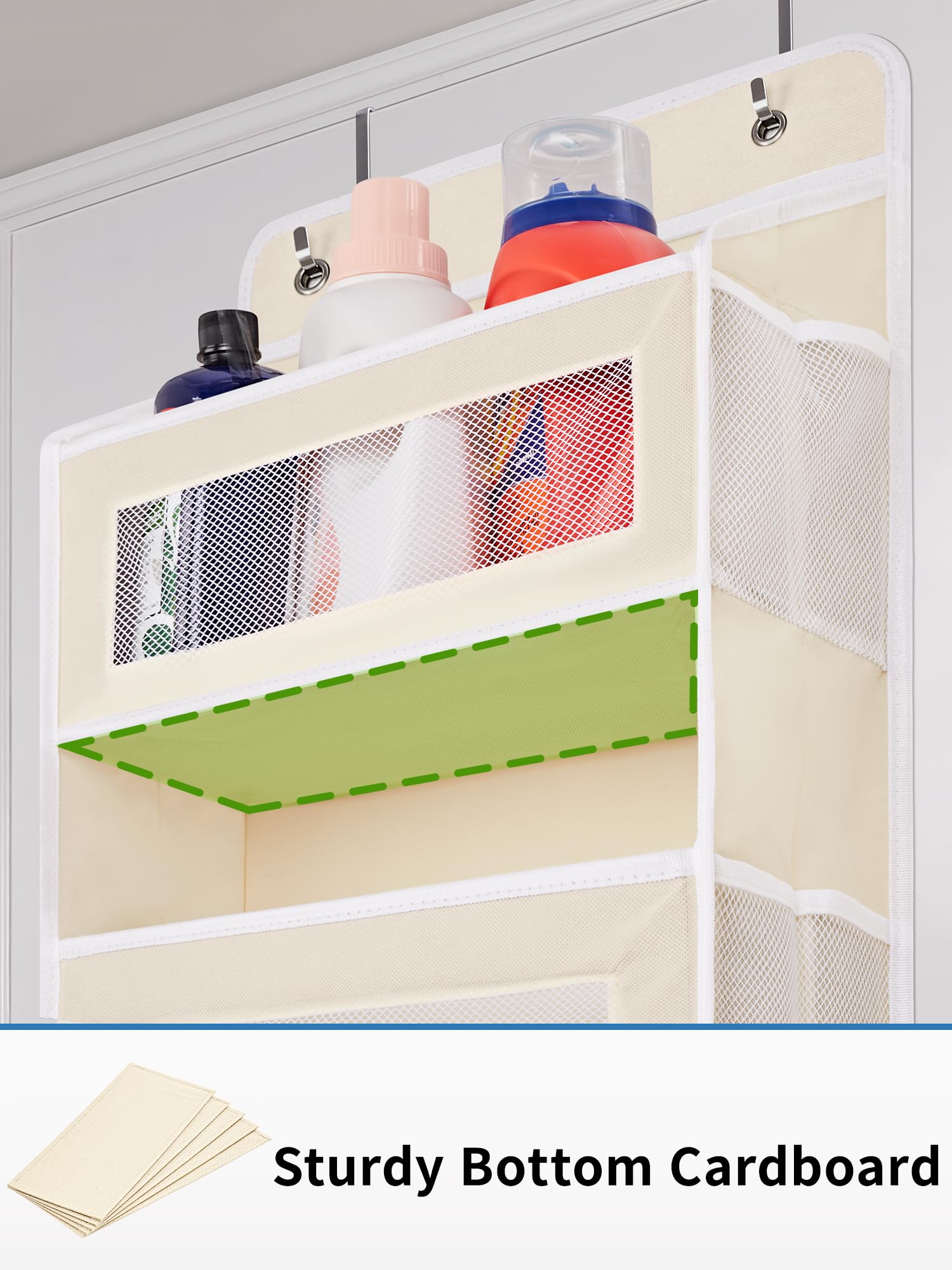 JARLINK Over The Door Organizer Storage, 5 Shelf Hanging Door Organizer with 5 Large Capacity Pockets, Anti Tilt 44 lb Load Behind Door Storage for Bedroom, Bathroom, Pantry, Nursery, (Grey)