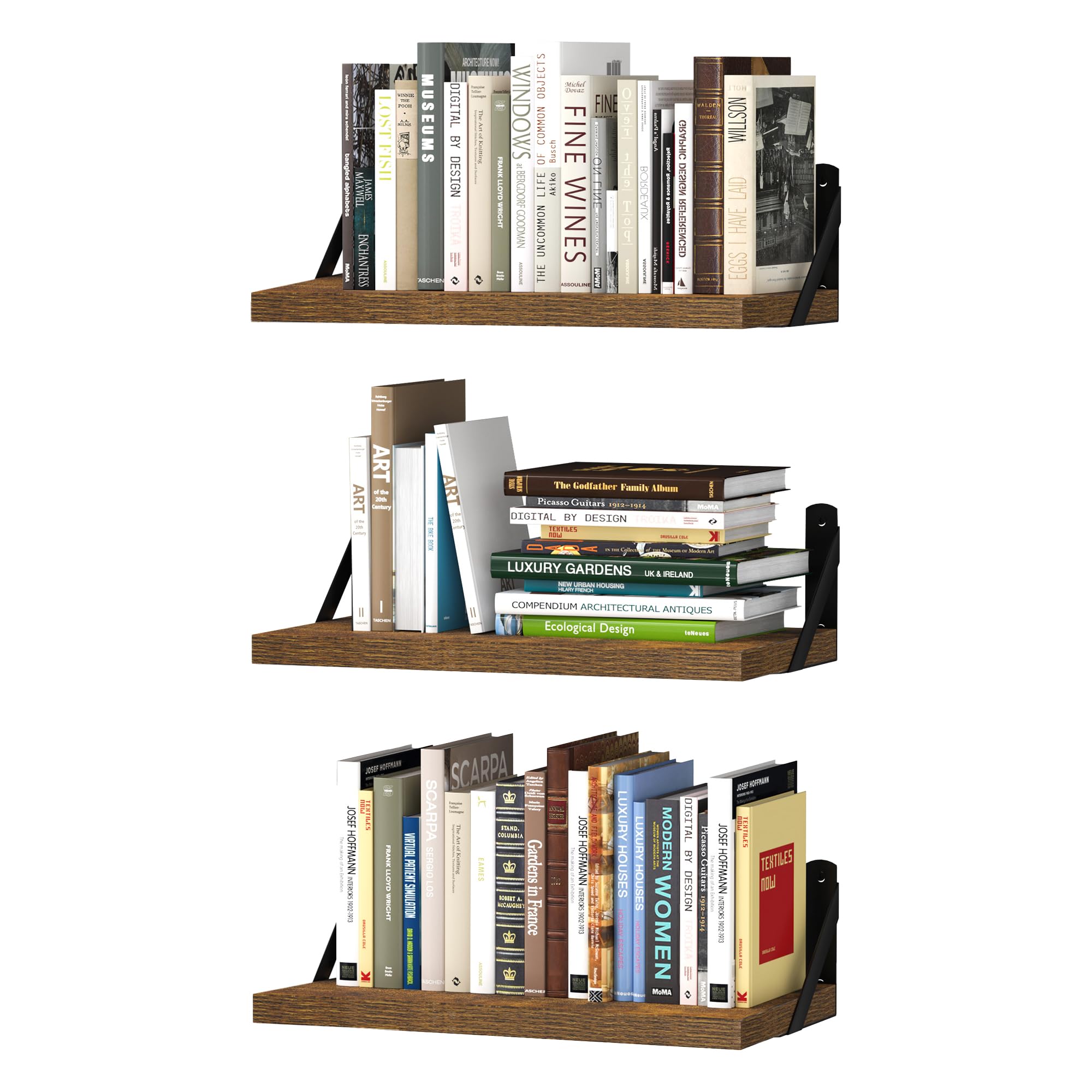 upsimples Floating Book Shelves for Wall, 15.7 Inches Wood Shelves for Living Room, Bathroom, Bedroom, Kitchen Storage and Decoration, White