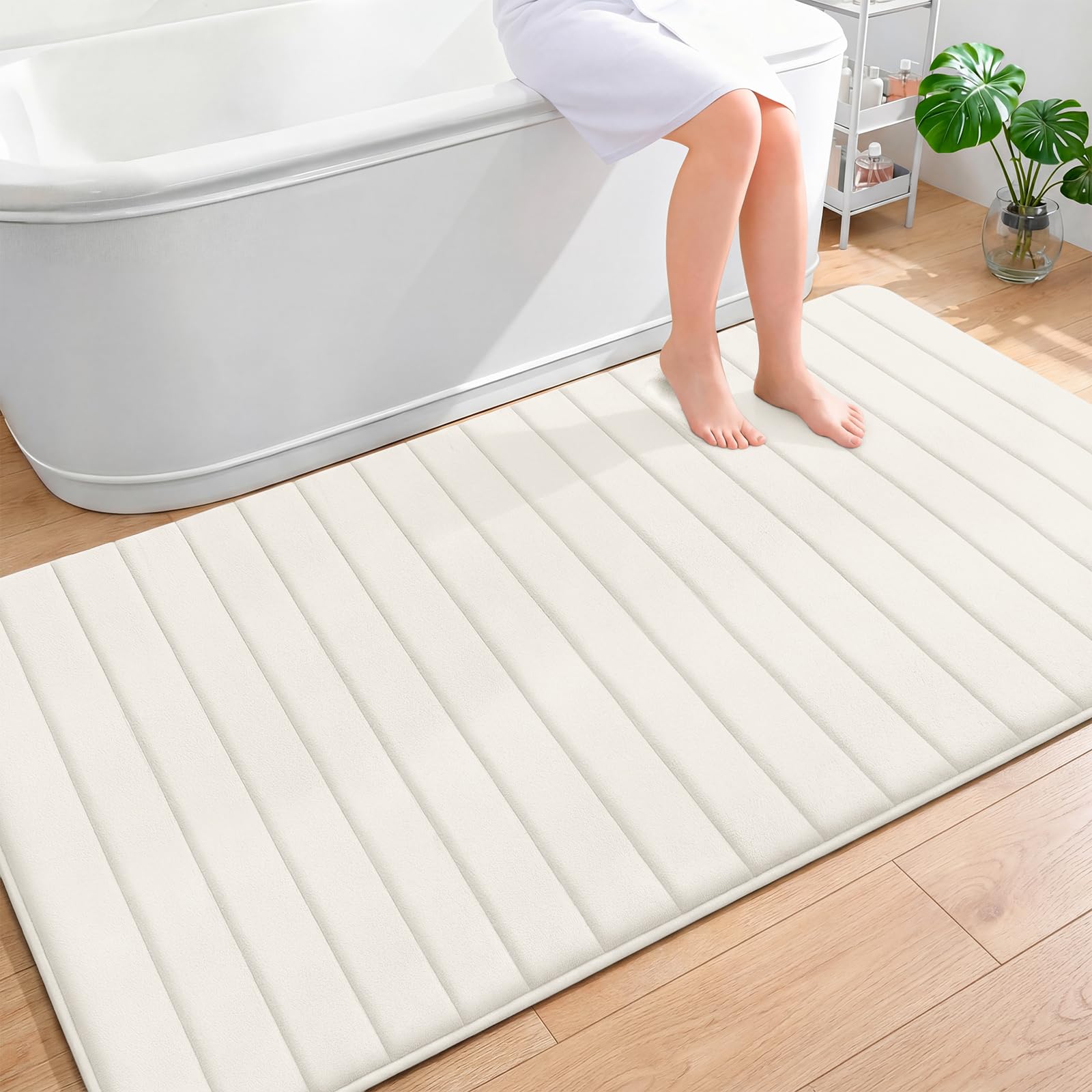 OLANLY Memory Foam Bath Mat 30x20, Super Soft Absorbent Bathroom Rugs, Quick Dry, Machine Washable Shower Floor Rugs, Bathmat Carpet, Bathroom Home Decor Accessories, Grey