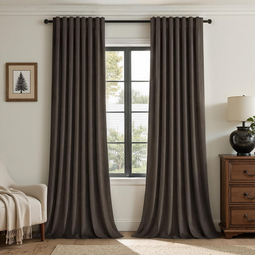 Topfinel Olive Green Velvet Blackout Curtains 84 Inches Long, Soundproof Room Darkening Dark Green Forest Green Thermal Insulated Boho Elegant Moody Back Tab Curtains for Living Room Bedroom 2 Panels