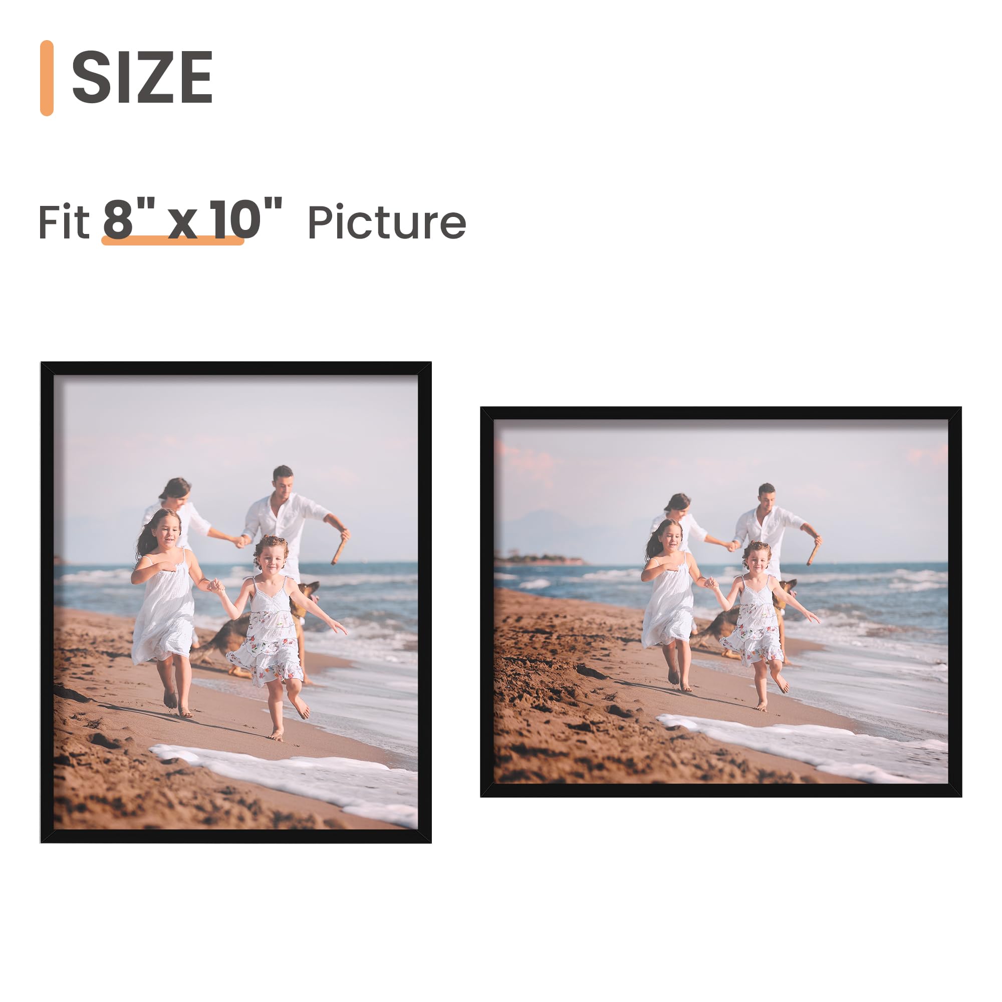 upsimples 5x7 Picture Frame Set of 3, Made of High Definition Glass for 5 x 7 Black Frames, Wall and Tabletop Display Thin Border Photo Frame for Home Décor