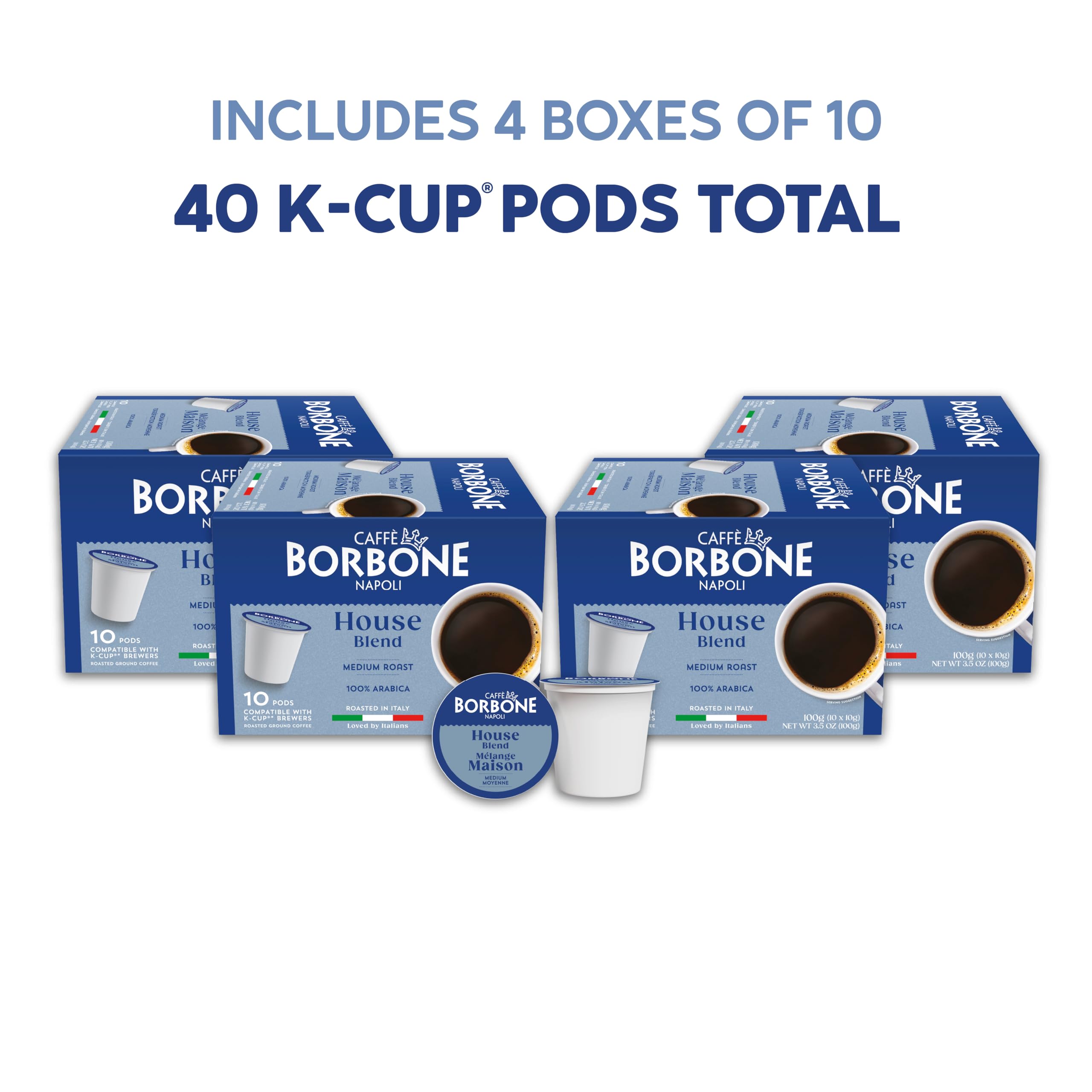 Caffè Borbone Italian Roast Coffee (60 Count) – Medium Dark Roast, Arabica & Robusta Blend, Roasted in Italy for a Bold, Smooth Taste – Single Serve Coffee Pods Compatible with K-Cup Brewers