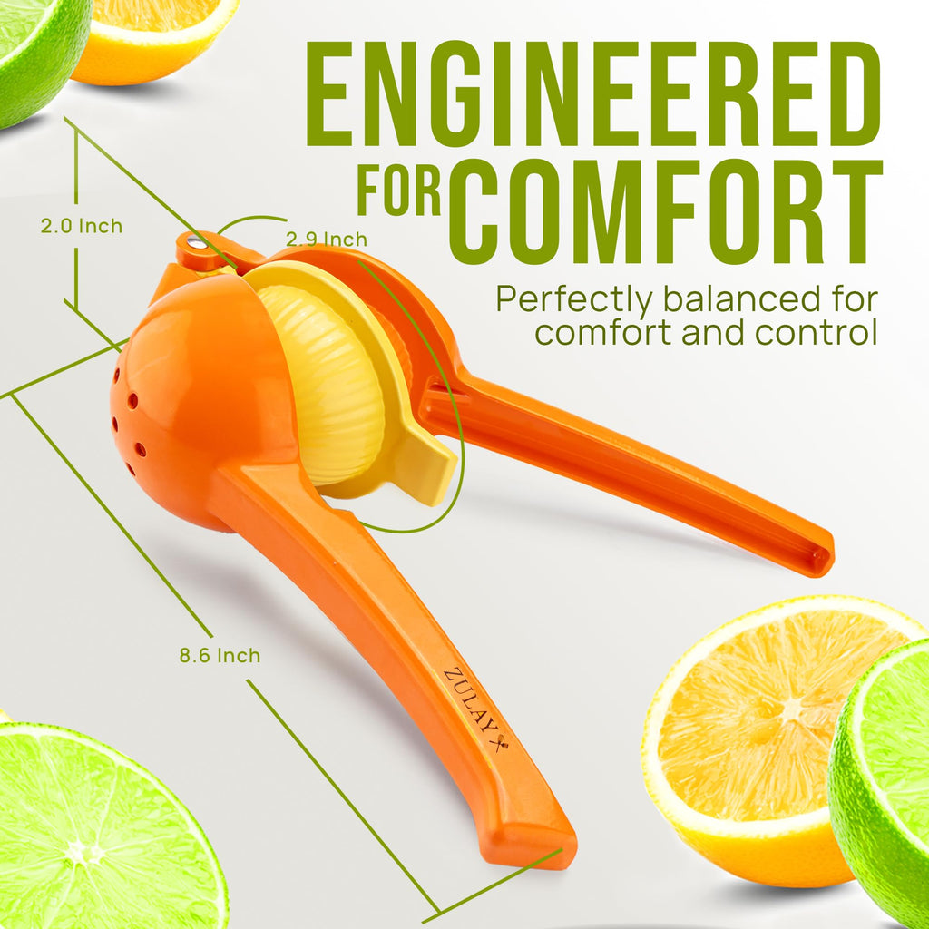 Zulay Kitchen Metal 2-in-1 Lemon Squeezer - Sturdy Max Extraction Hand Juicer Lemon Squeezer Gets Every Last Drop - Easy to Clean Manual Citrus Juicer - Easy-Use Lemon Juicer Squeezer - Yellow/Green