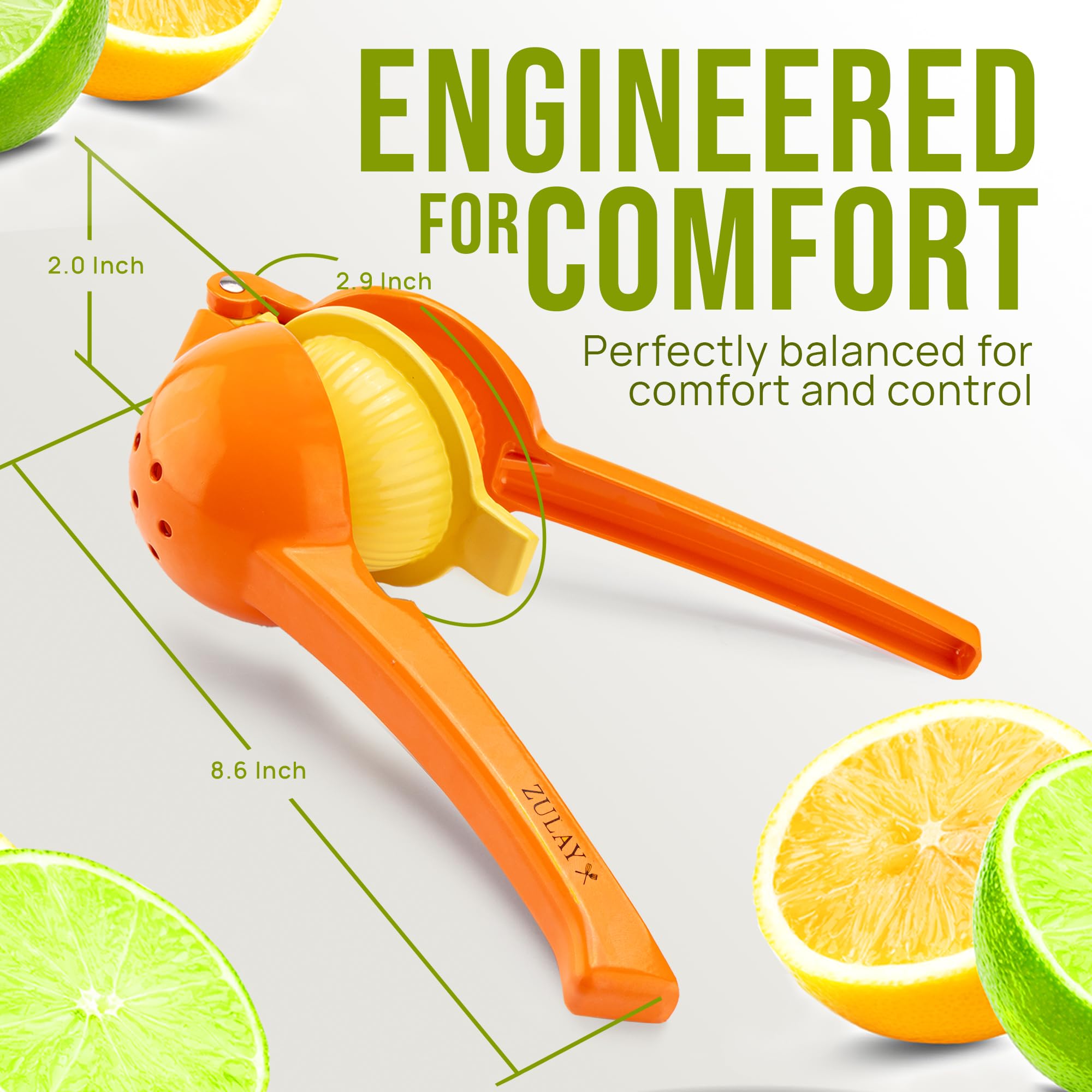 Zulay Kitchen Metal 2-in-1 Lemon Squeezer - Sturdy Max Extraction Hand Juicer Lemon Squeezer Gets Every Last Drop - Easy to Clean Manual Citrus Juicer - Easy-Use Lemon Juicer Squeezer - Yellow/Green
