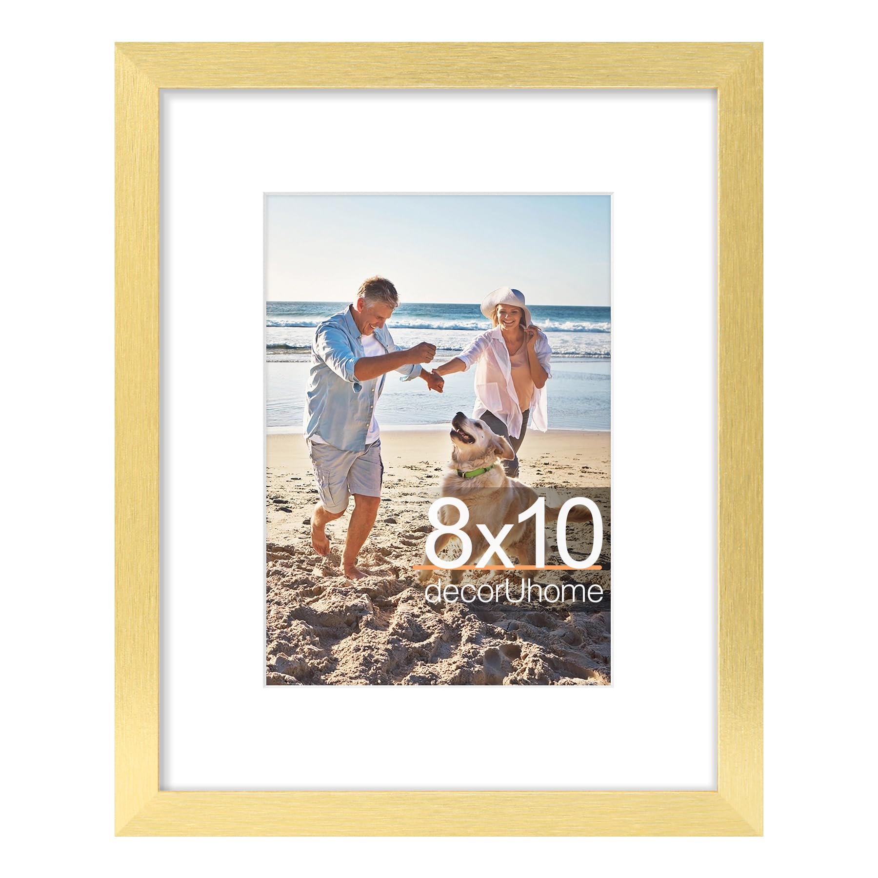 decorUhome 8x10 Picture Frame, Display Pictures 5x7 with Mat or 8x10 without Mat, Wall & Tabletop Display Photo Frame, Black, 1 Pack