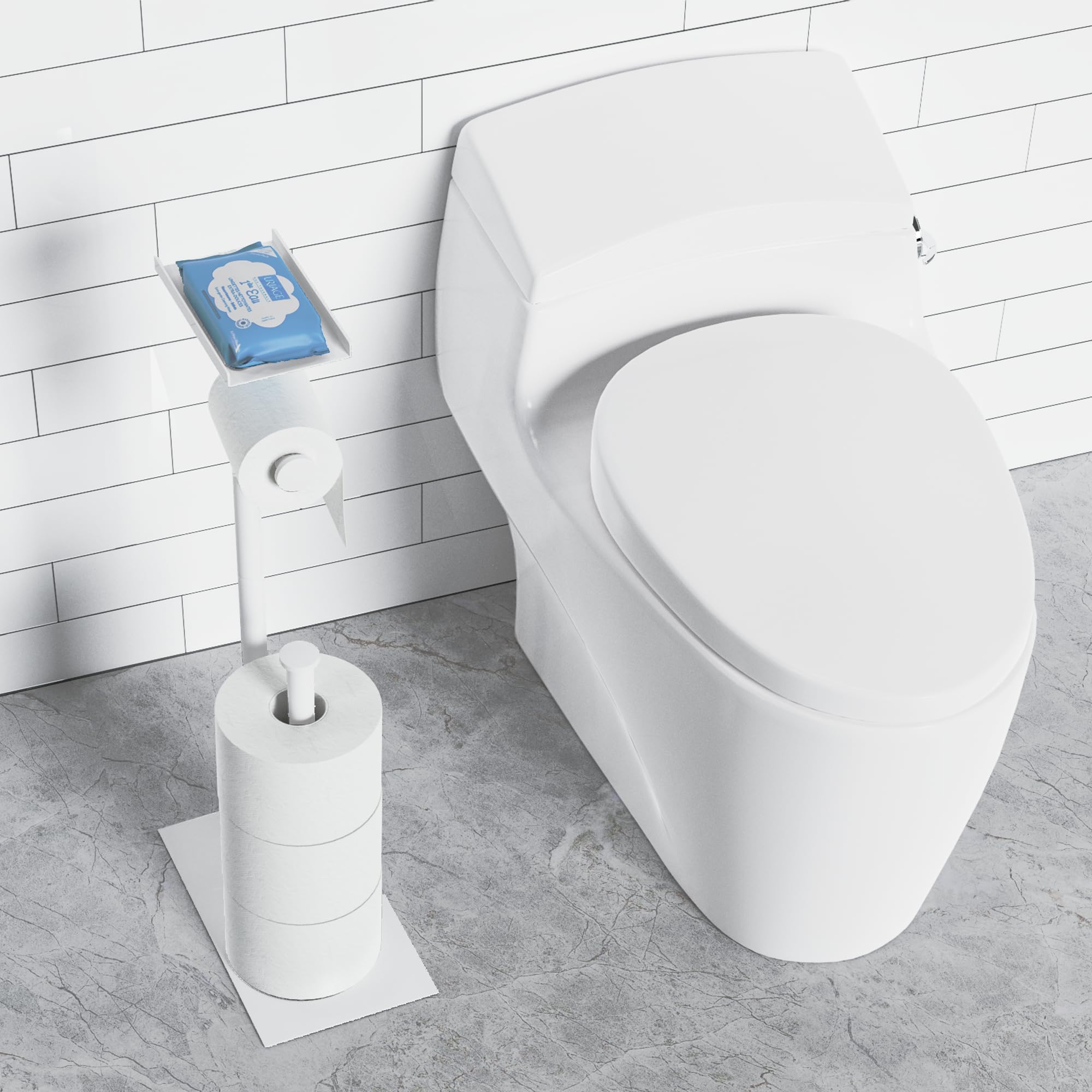 CISILY Black Toilet Paper Holder Stand with Phone Shelf, Bathroom Toliet Decor Decoration. Tissue Roll Free Standing Storage, Rv Accessories, Apartment Restroom Household Home Essentials