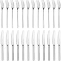 KINGSTONE 8-Inch 18/10 Stainless Steel Dinner Forks Set of 12 and Stainless Steel Dinner Knives Set of 12, Forks and Dinner Knives for Home, Kitchen & Restaurant, Dishwasher Safe