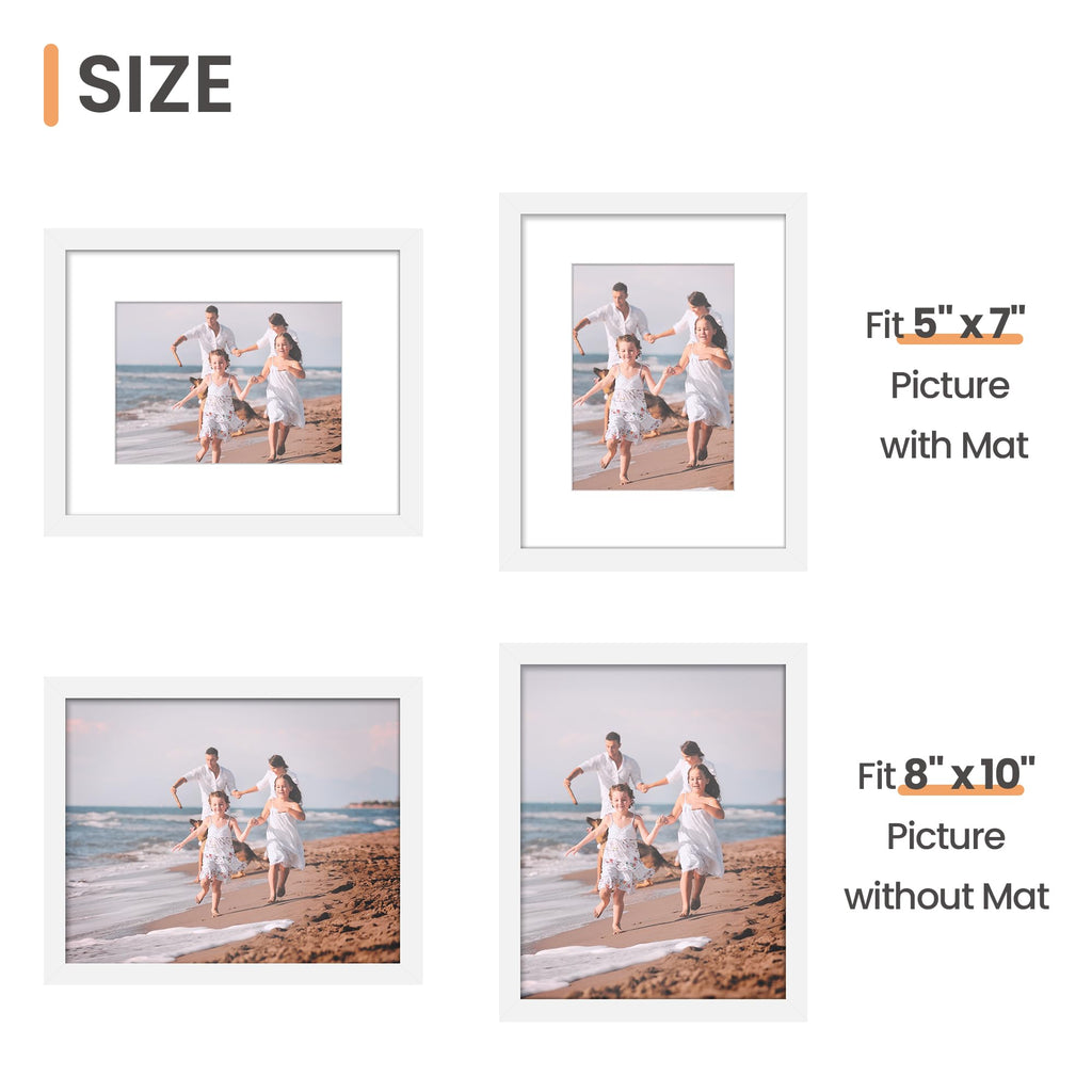 upsimples 5x7 Picture Frame Set of 10, Display Pictures 4x6 with Mat or 5x7 Without, Multi Photo Frames Collage for Wall or Tabletop Display, Black