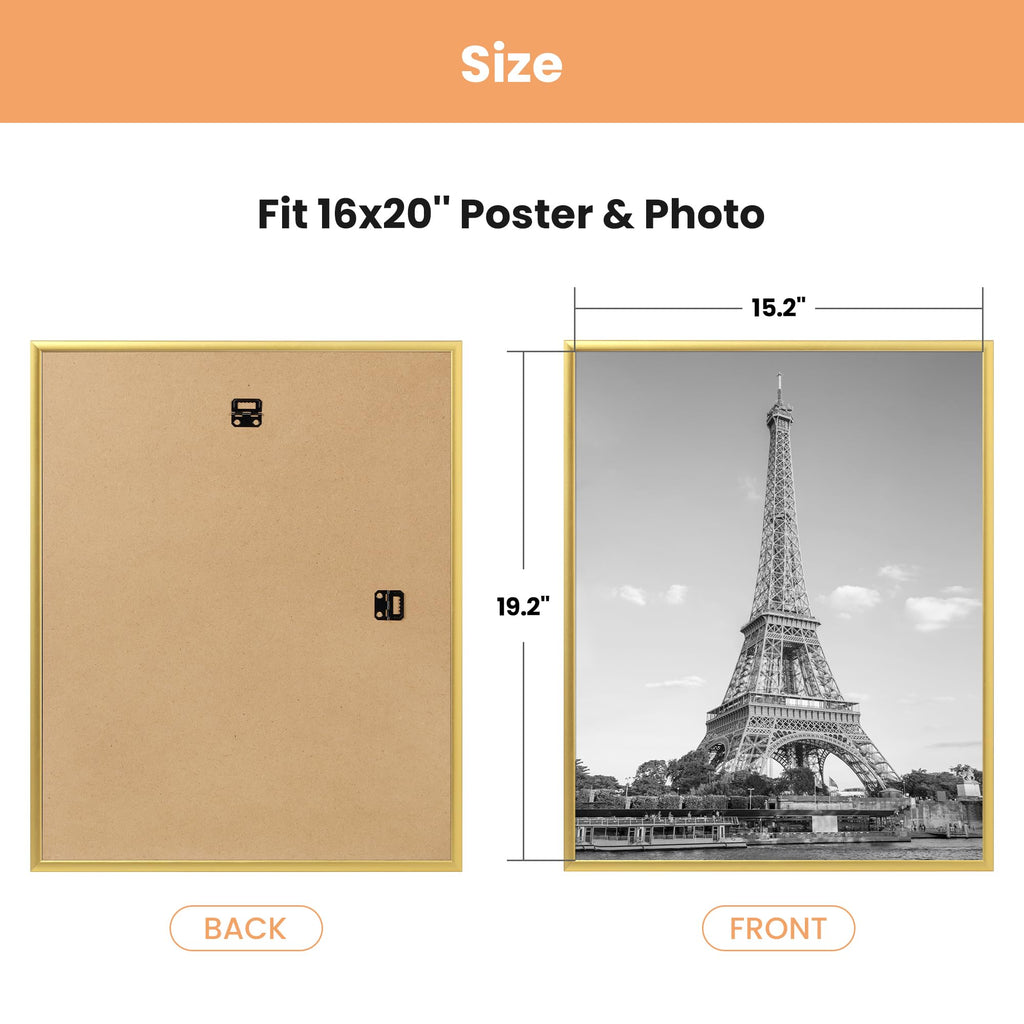 upsimples 12x16 Picture Frame Black 3 Pack, Scratch-Proof Poster Frames 12 x 16 for Photo Gallery - Slide-In Strips, Horizontal or Vertical Wall Mounting