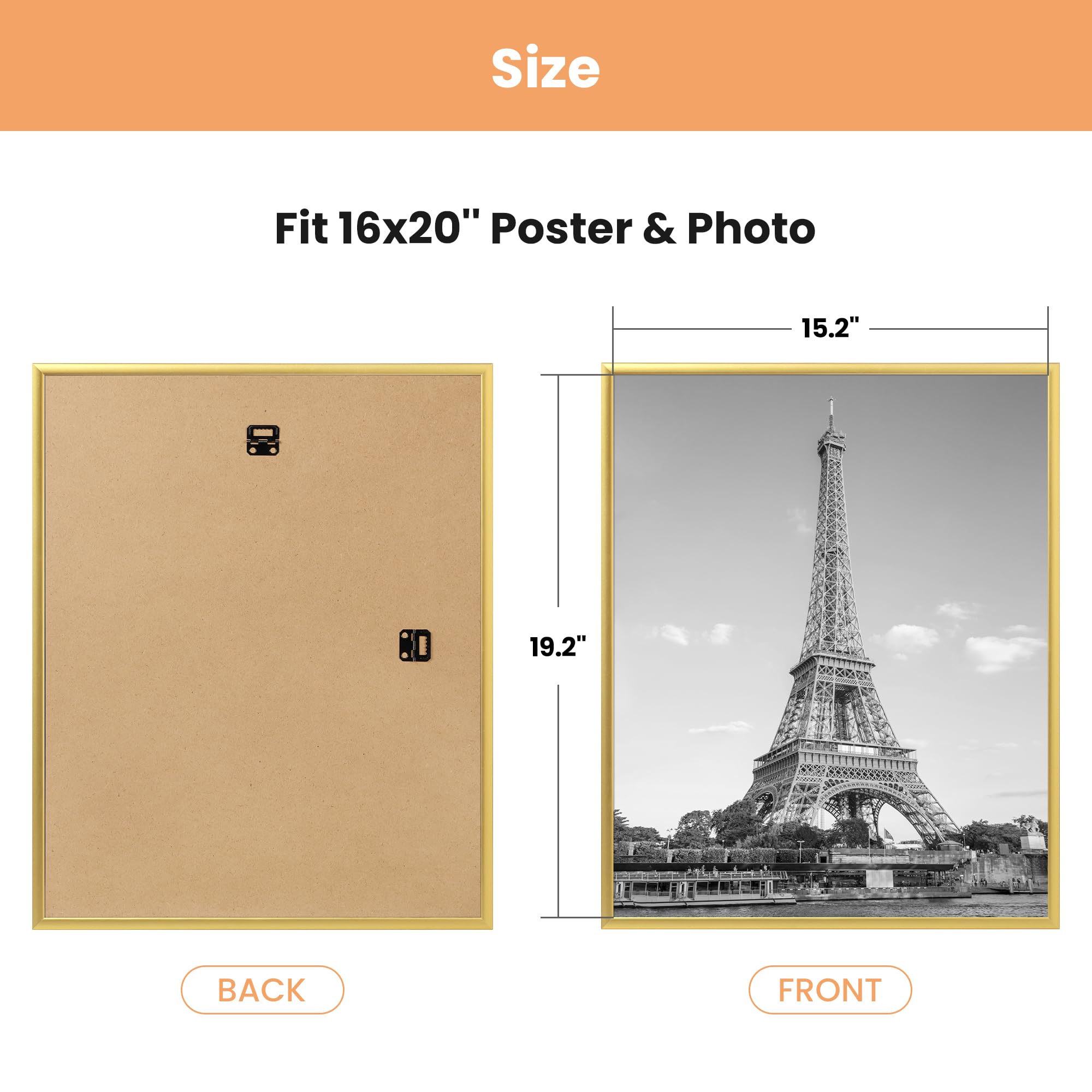 upsimples 12x16 Picture Frame Black 3 Pack, Scratch-Proof Poster Frames 12 x 16 for Photo Gallery - Slide-In Strips, Horizontal or Vertical Wall Mounting