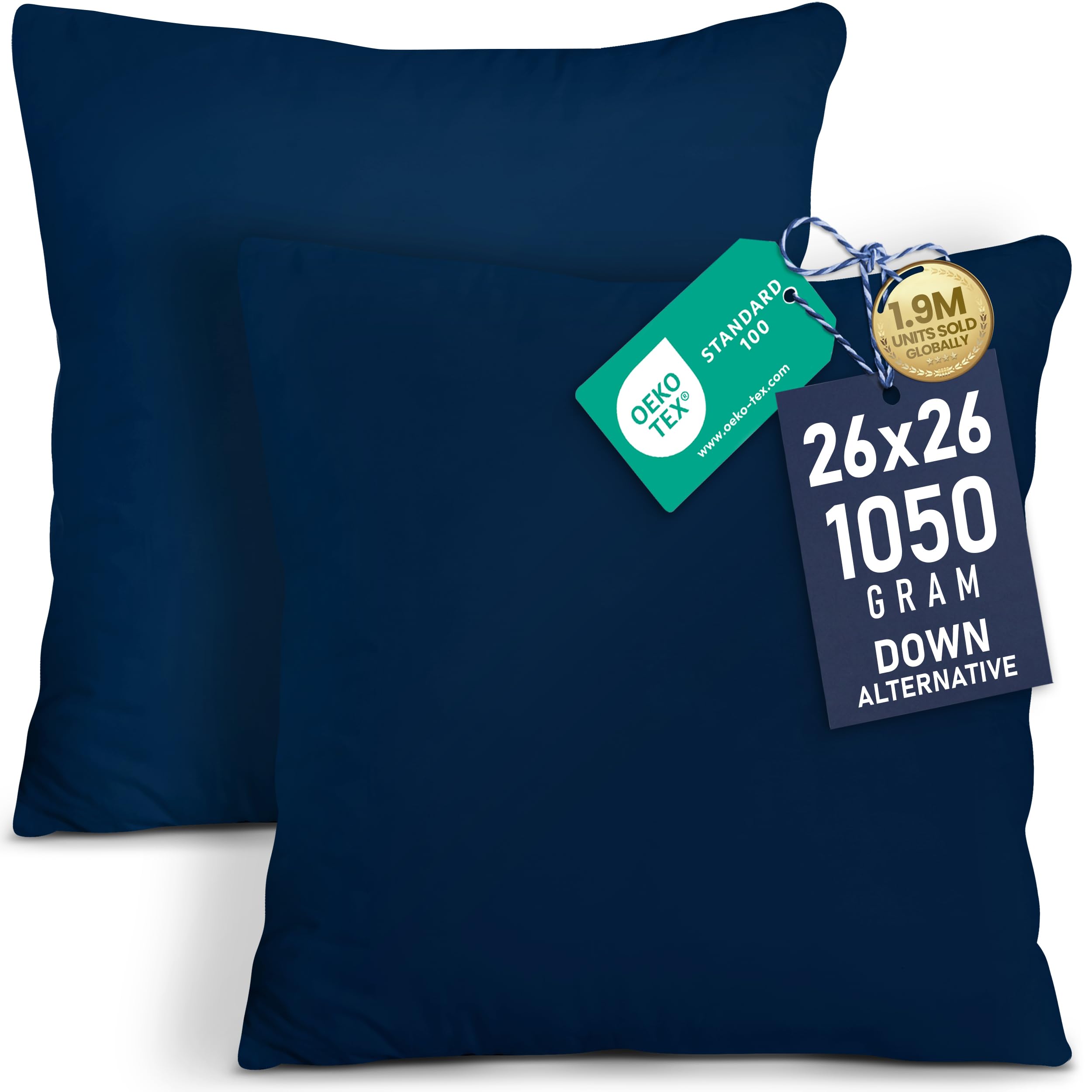 Utopia Bedding 18x18 Pillow Inserts, Set of 2, White – Indoor Decorative Throw Pillows for Bed, Sofa & Couch – Soft, Supportive & Fluffy Cushion Inserts