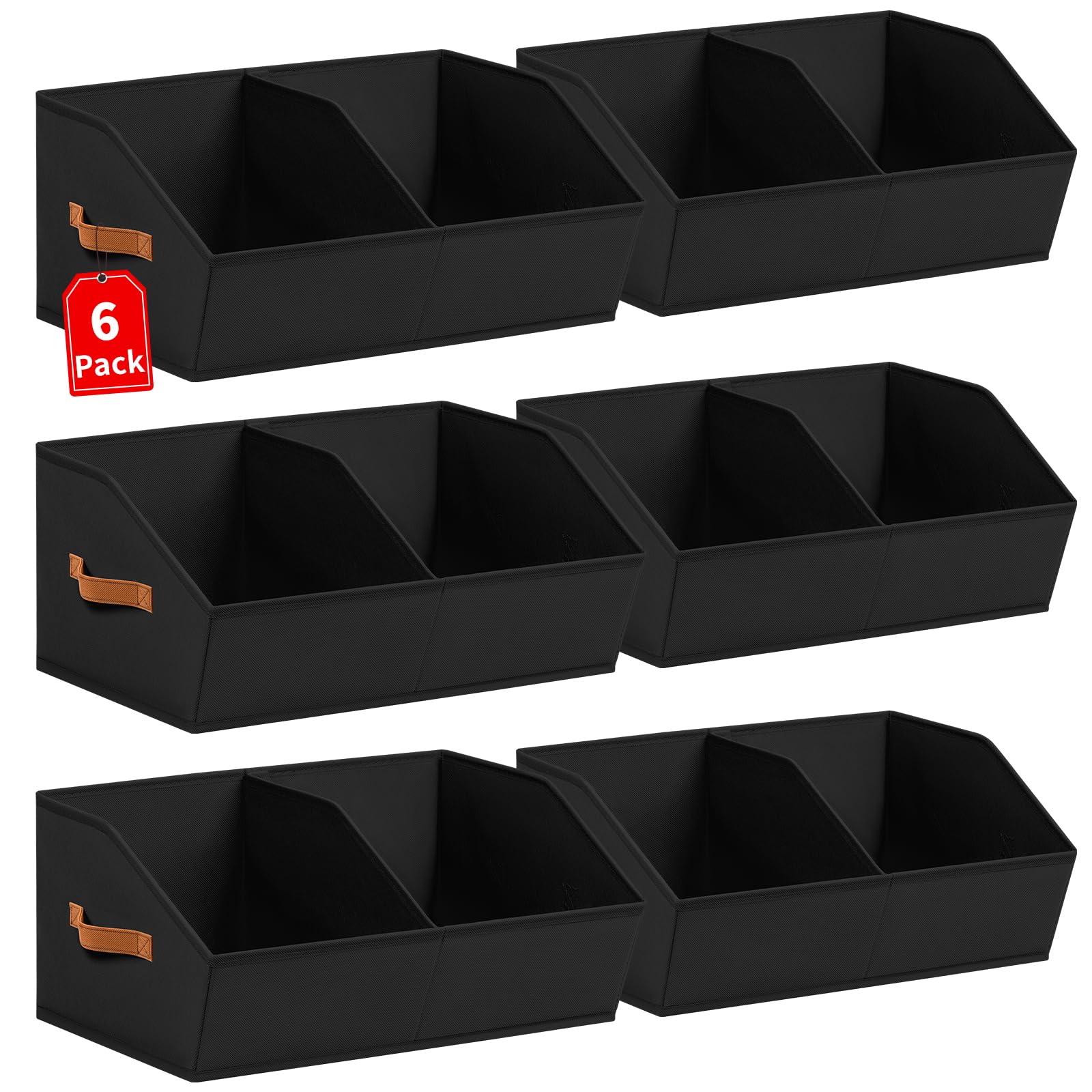 Homsorout Closet Organizers and Storage Bins - 8 Pack Collapsible Divided Trapezoidal Cube Storage Bins Baskets with Orange Handle for Organizing Clothes Blankets, Toys, Books, Towels(Beige)