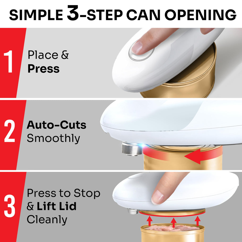 MUELLER HOME SmoothEdge Auto Electric Can Opener – Battery‑Operated One‑Touch w Magnet Lid Lifter – Portable Hands‑Free Automatic Can Openers for Seniors & Arthritis, Smooth‑Edge Cut Technology, Black