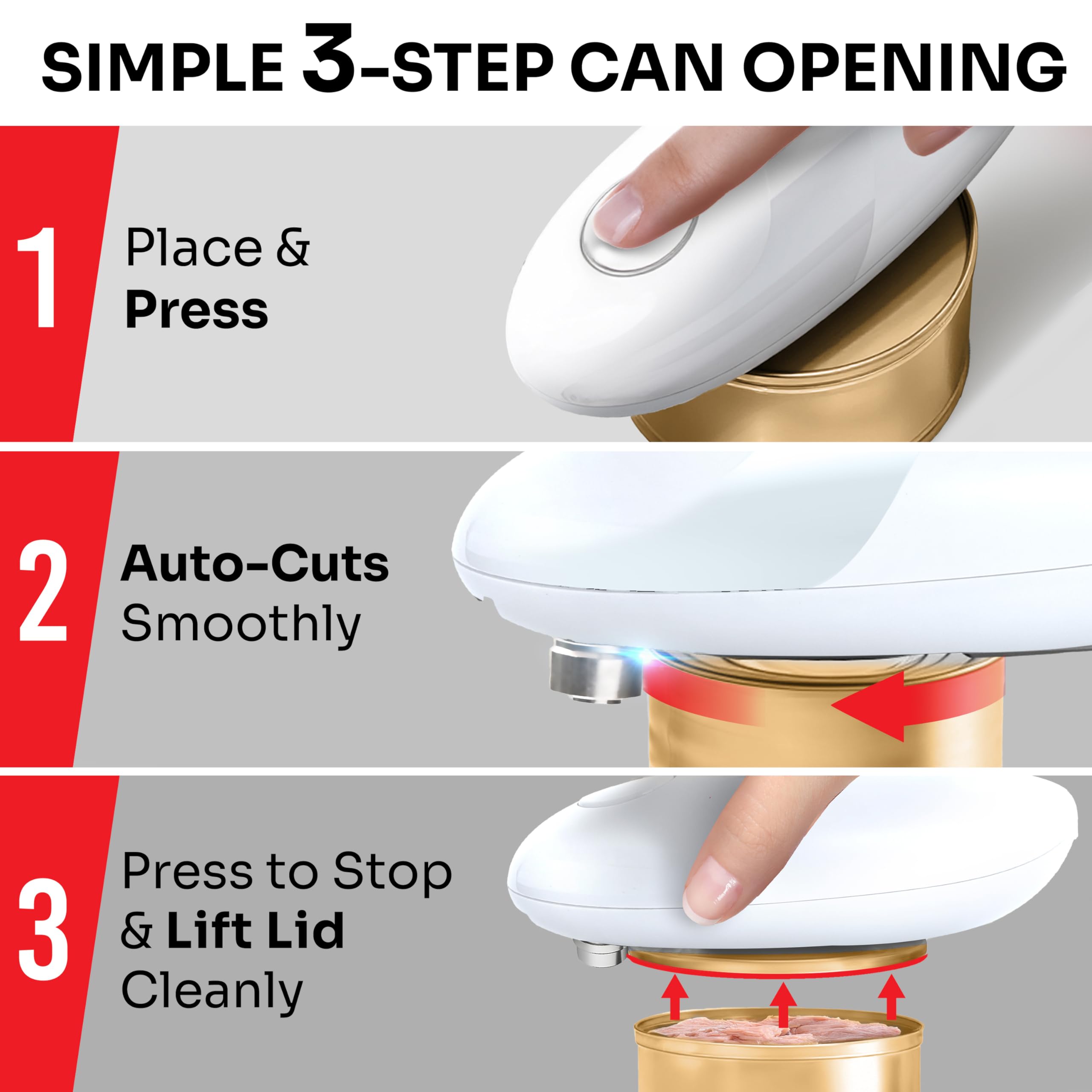MUELLER HOME SmoothEdge Auto Electric Can Opener – Battery‑Operated One‑Touch w Magnet Lid Lifter – Portable Hands‑Free Automatic Can Openers for Seniors & Arthritis, Smooth‑Edge Cut Technology, Black