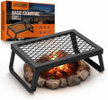 Adventure Seeka Folding Campfire Grill – Portable Over-Fire Grill with Food-Safe Coating, Heavy Duty Steel, Compact with Folding Legs - Camping, RV, Overlanding, Fire Pits