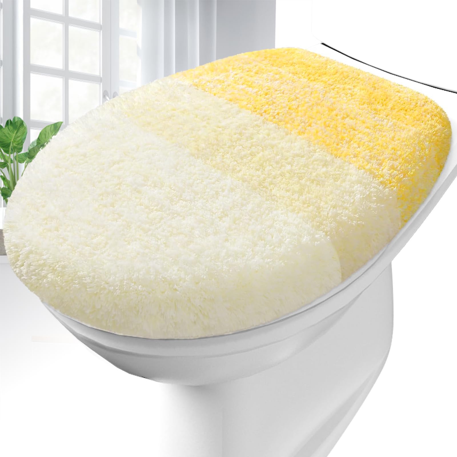 OLANLY Soft Microfiber Bathroom Toilet Lid Cover, Machine Washable Seat Covers, 17.5x15, Stays in Place Rubber Backing, Fits Most Round, Elongated and Oblong Lids, Accessories Decor, Gray