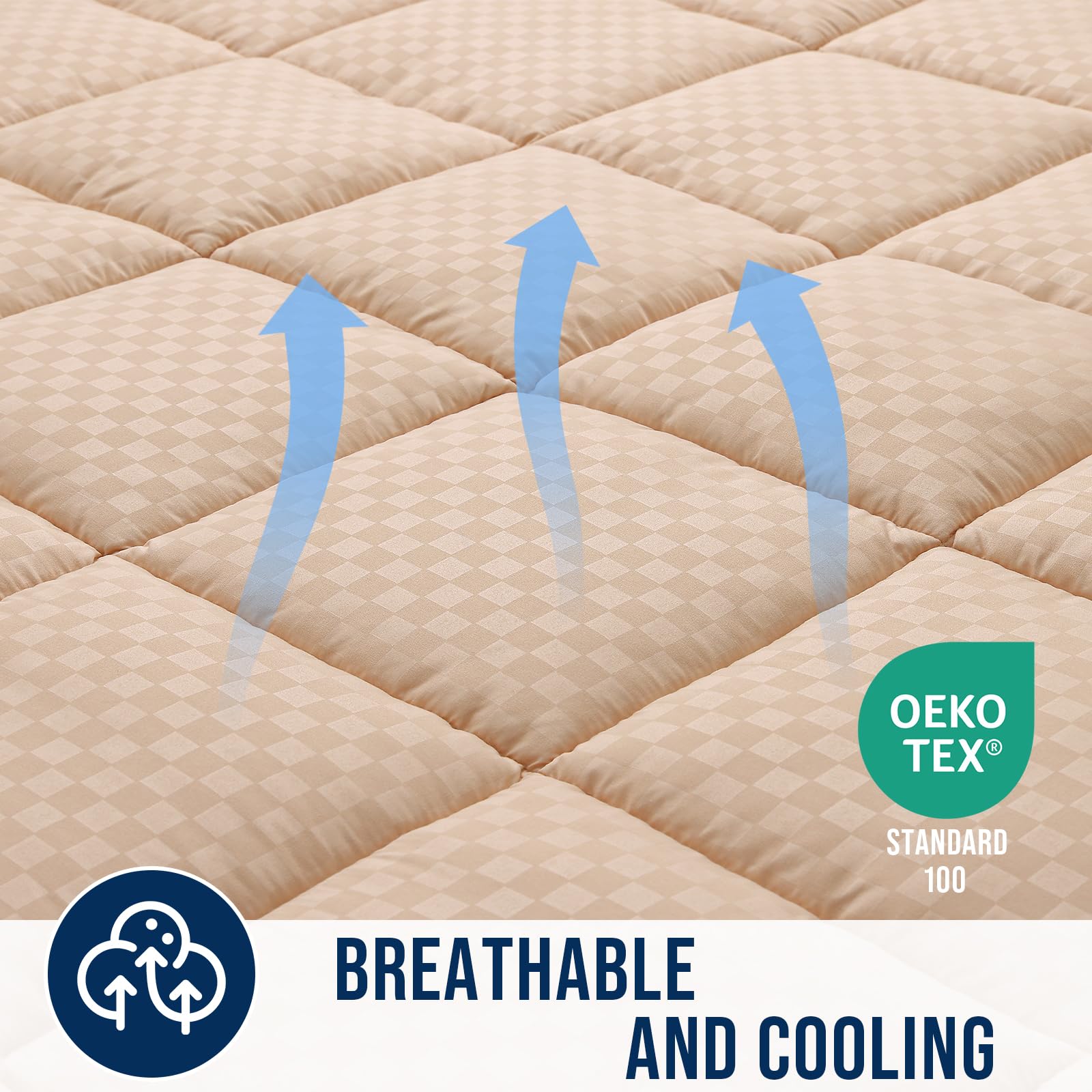 OLANLY Queen Quilted Fitted Mattress Pad – Soft Pillow Top Mattress Topper, Down Alternative Fill, Cooling Comfort Breathable Mattress Cover, Machine Washable Deep Pocket Mattress Protector, White