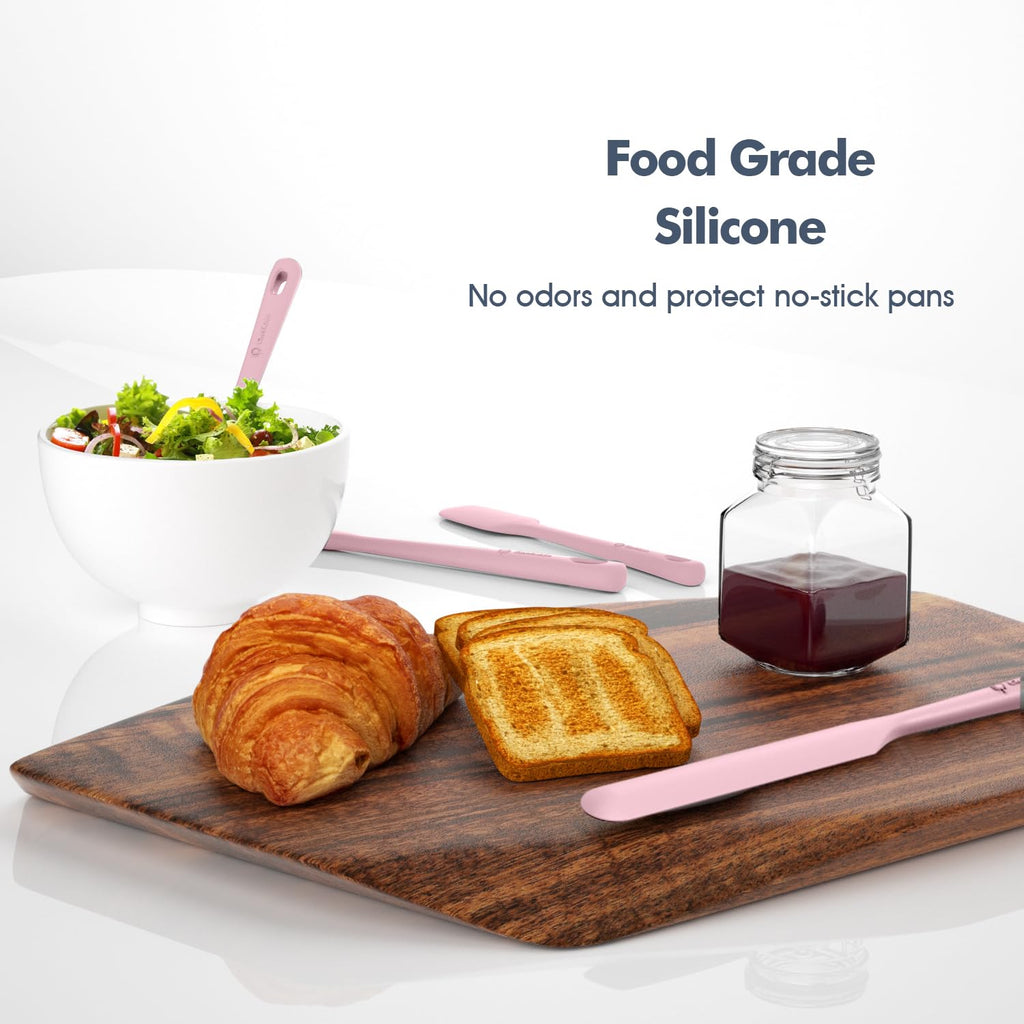 5 Pieces Silicone Spatula Set, Food Grade Rubber Spatula, Upgrade Strong Handle with Ergonomic Grip, Heat Resistant Up to 600°F for Nonstick Cookware, Cooking