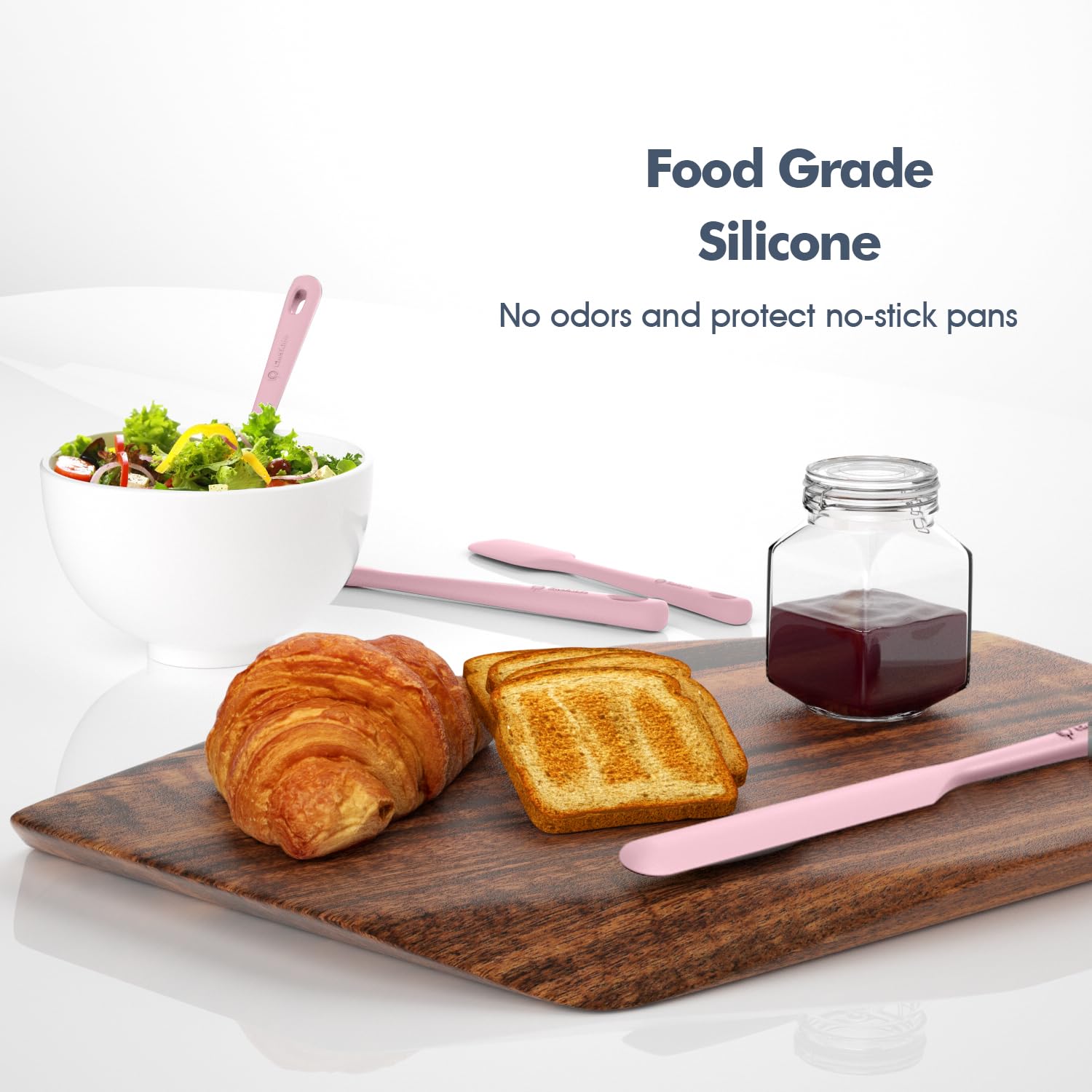 5 Pieces Silicone Spatula Set, Food Grade Rubber Spatula, Upgrade Strong Handle with Ergonomic Grip, Heat Resistant Up to 600°F for Nonstick Cookware, Cooking