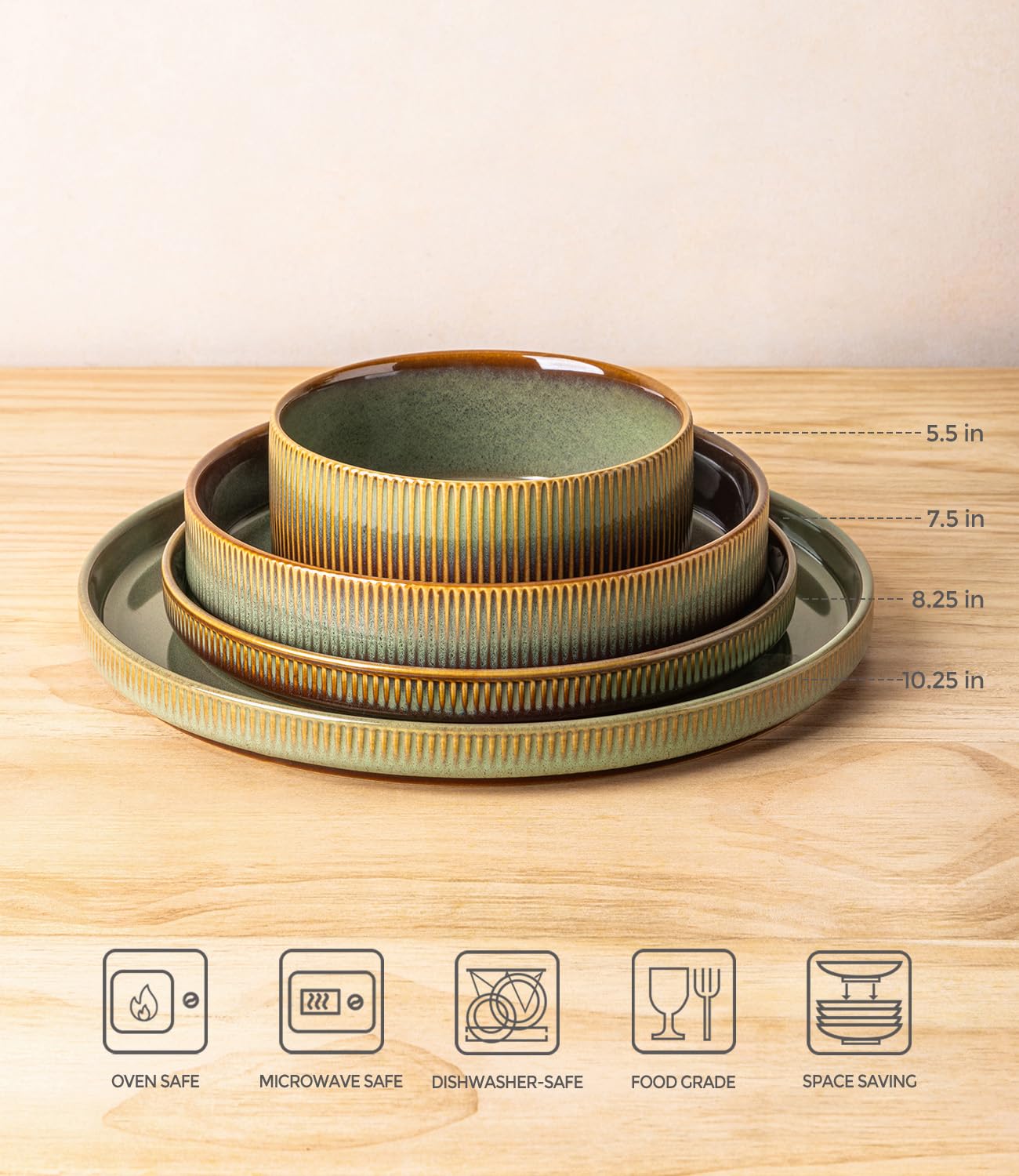 TheTerra Ceramic Dinnerware Sets for 4, 12 Pieces Porcelain Lightweight Speckled Plates and Bowls Sets, Scratch Resistant Dish Set, Oven & Microwave & Dishwasher Safe