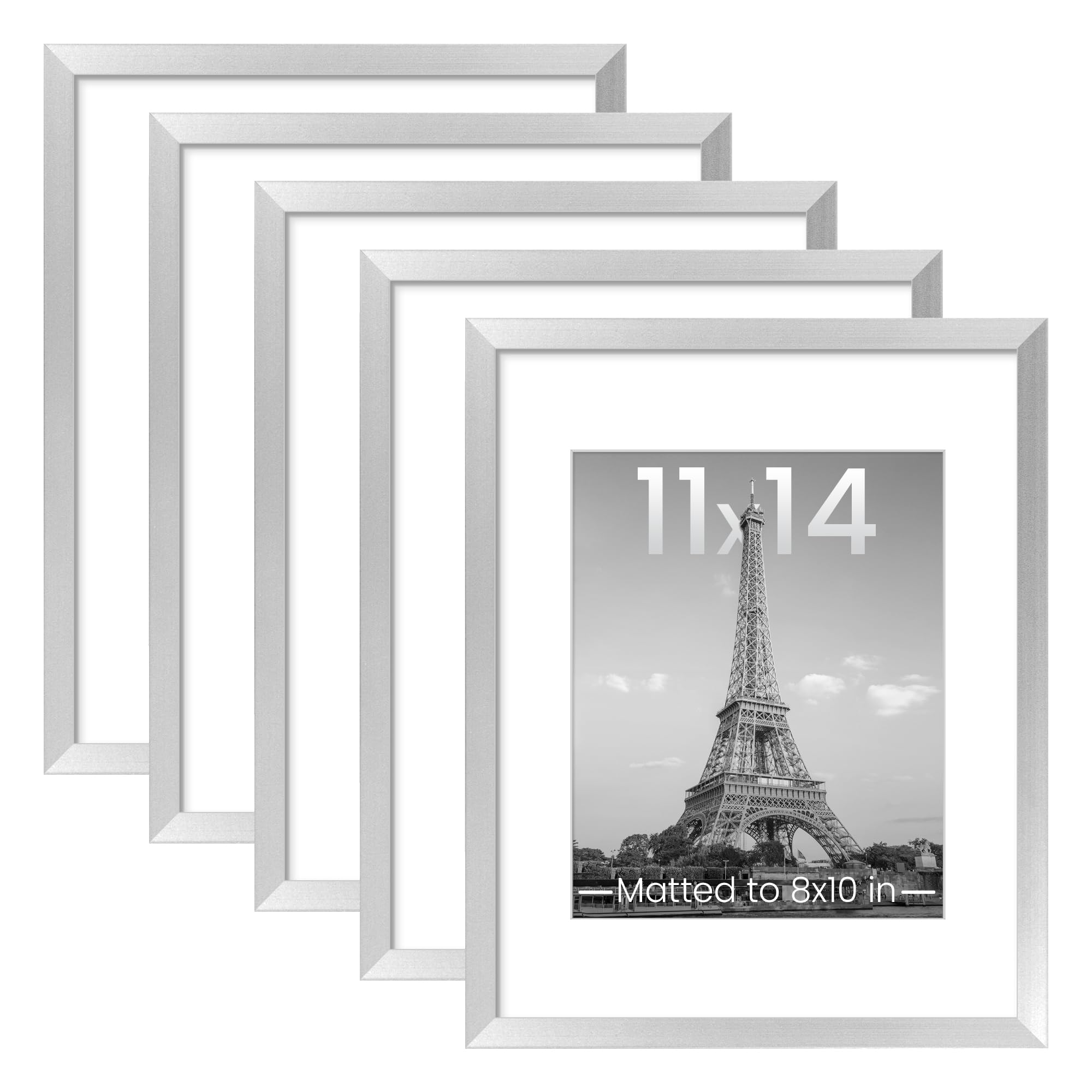 upsimples 8x10 Picture Frame Set of 5, Display Pictures 5x7 with Mat or 8 x 10 Without, Wall Gallery Photo Frames, Black