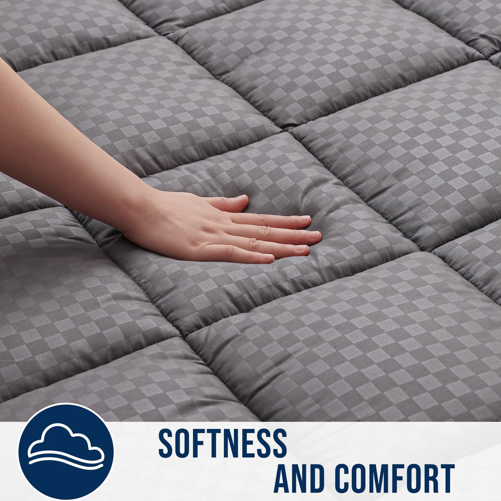 OLANLY Queen Quilted Fitted Mattress Pad – Soft Pillow Top Mattress Topper, Down Alternative Fill, Cooling Comfort Breathable Mattress Cover, Machine Washable Deep Pocket Mattress Protector, White