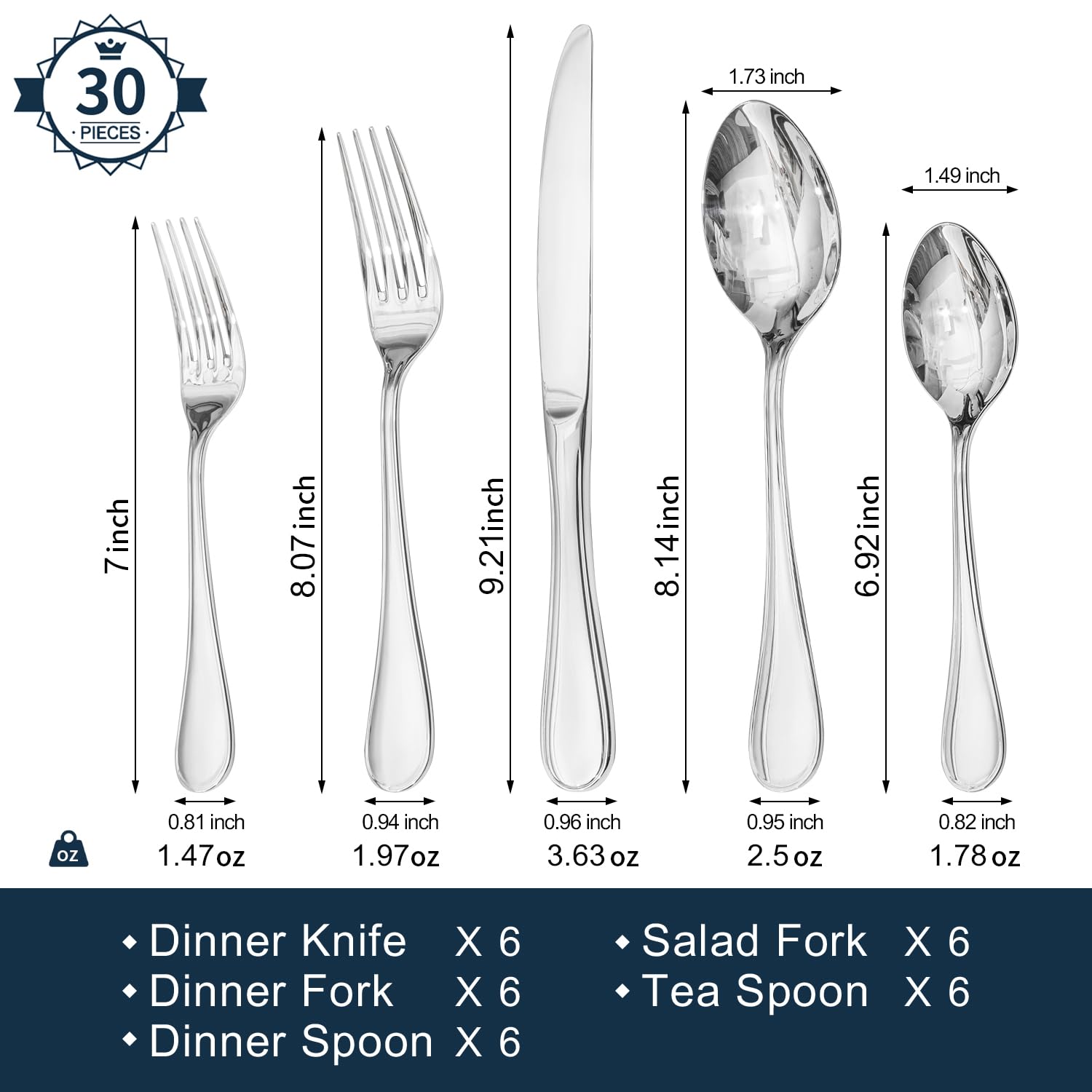 KINGSTONE 20 Piece Teardrop Silverware Set for 4, 18/10 Stainless Steel Flatware Set, Modern Design Cutlery Set for Home/Hotel/Wedding,Mirror Polished and Dishwasher Safe