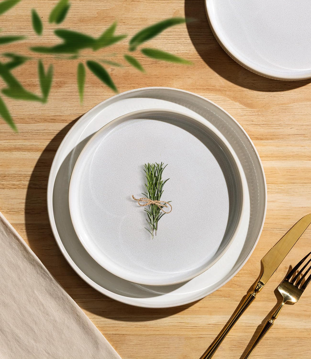 TheTerra Ceramic Dinnerware Sets for 4, 12 Pieces Porcelain Lightweight Speckled Plates and Bowls Sets, Scratch Resistant Dish Set, Oven & Microwave & Dishwasher Safe